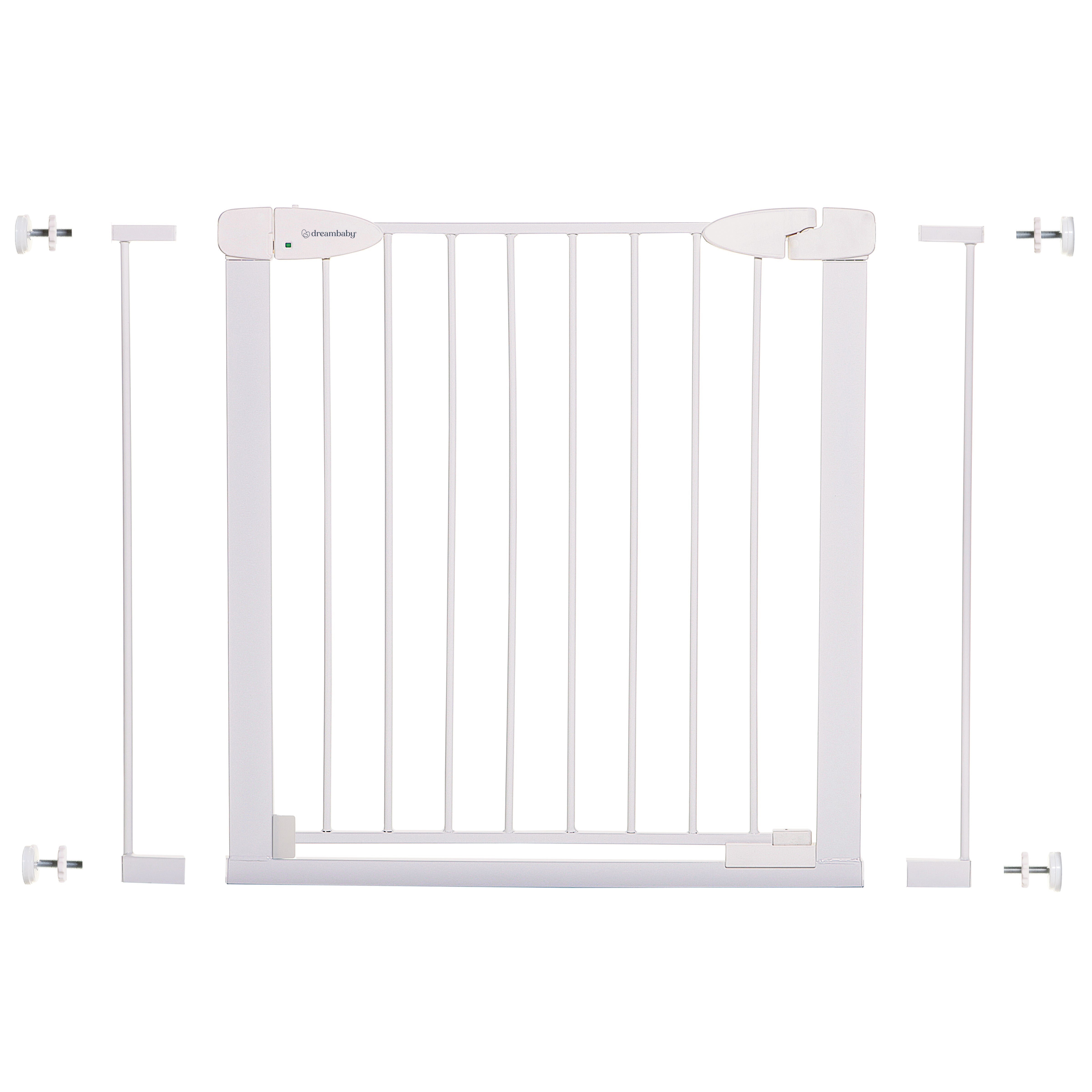 Boston Magnetic Auto-Close Security Gate - White Fits with 2 X 7cm Extensions