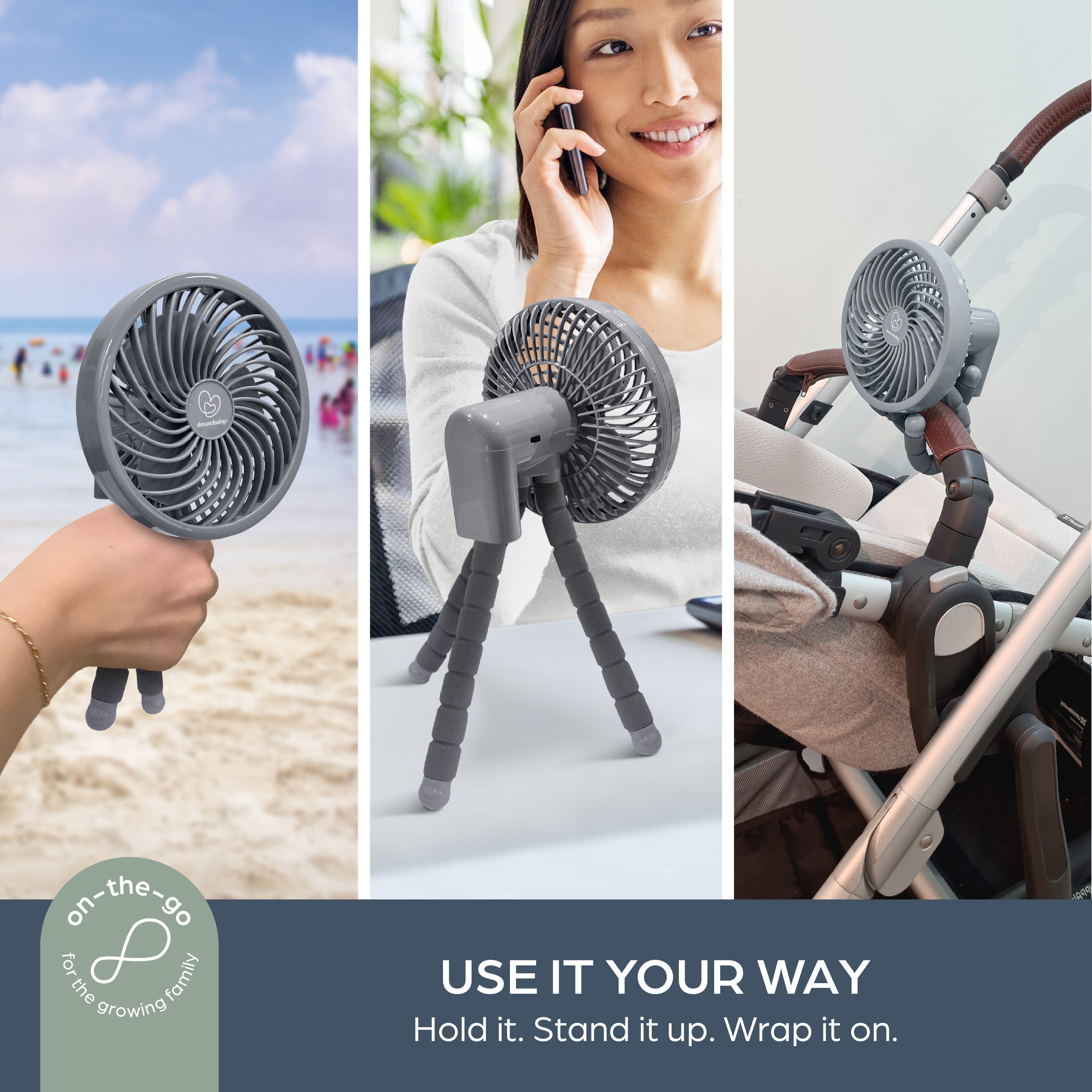 Smart Grip Deluxe Fan - Grey