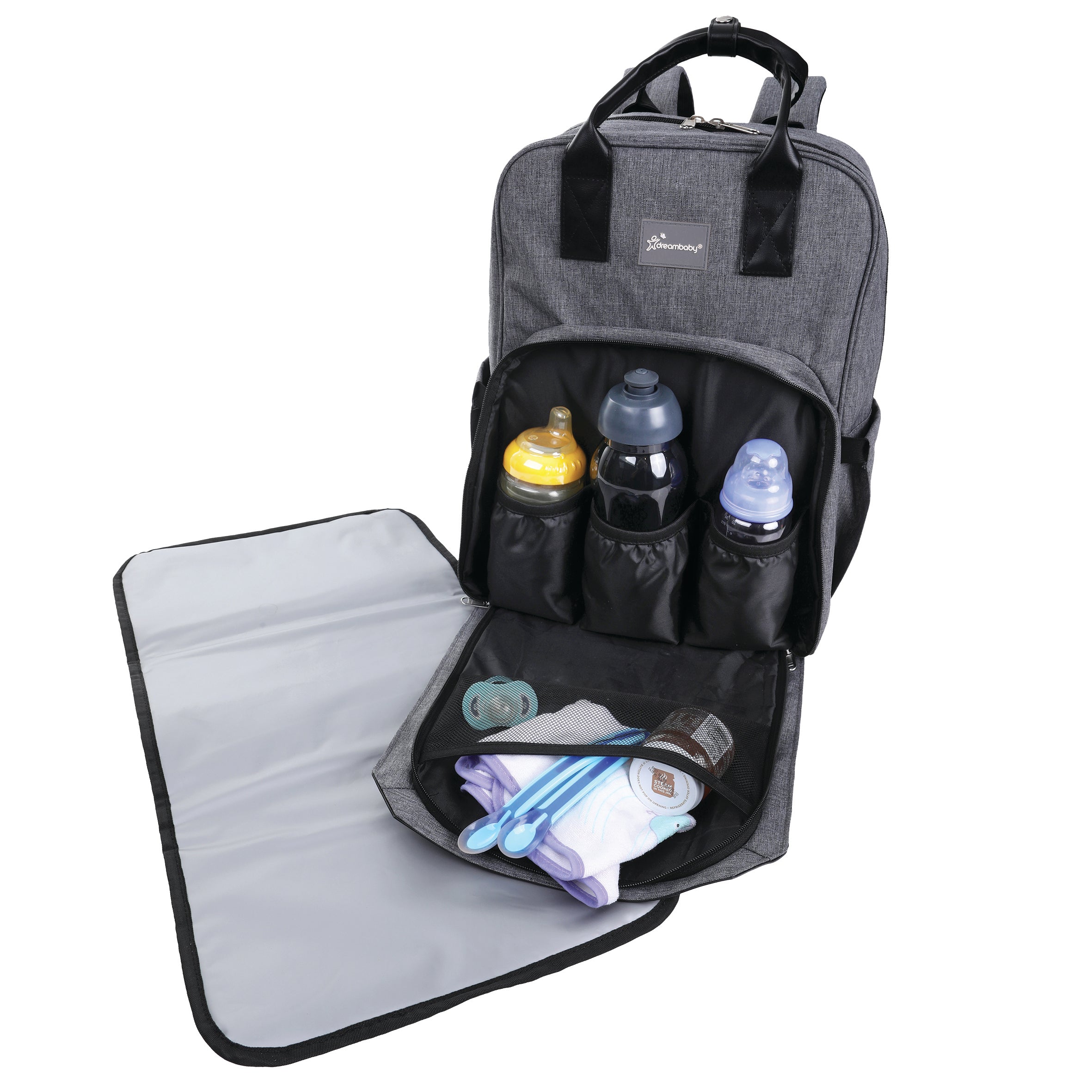 Carry-All Nappy Backpack - Grey Pocket