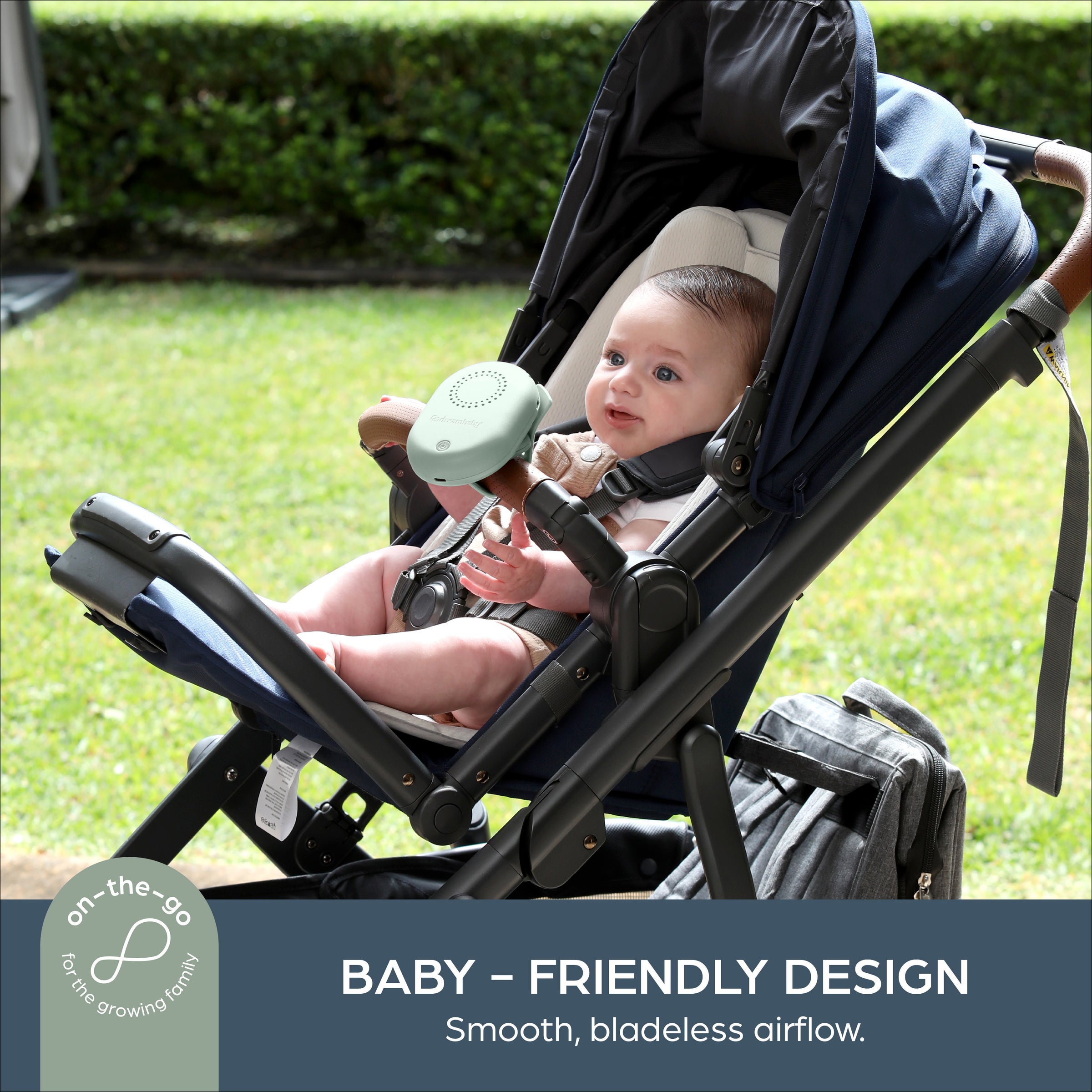 Breezz-to-Go USB Rechargeable Bladeless Baby Fan with Swivel Strap