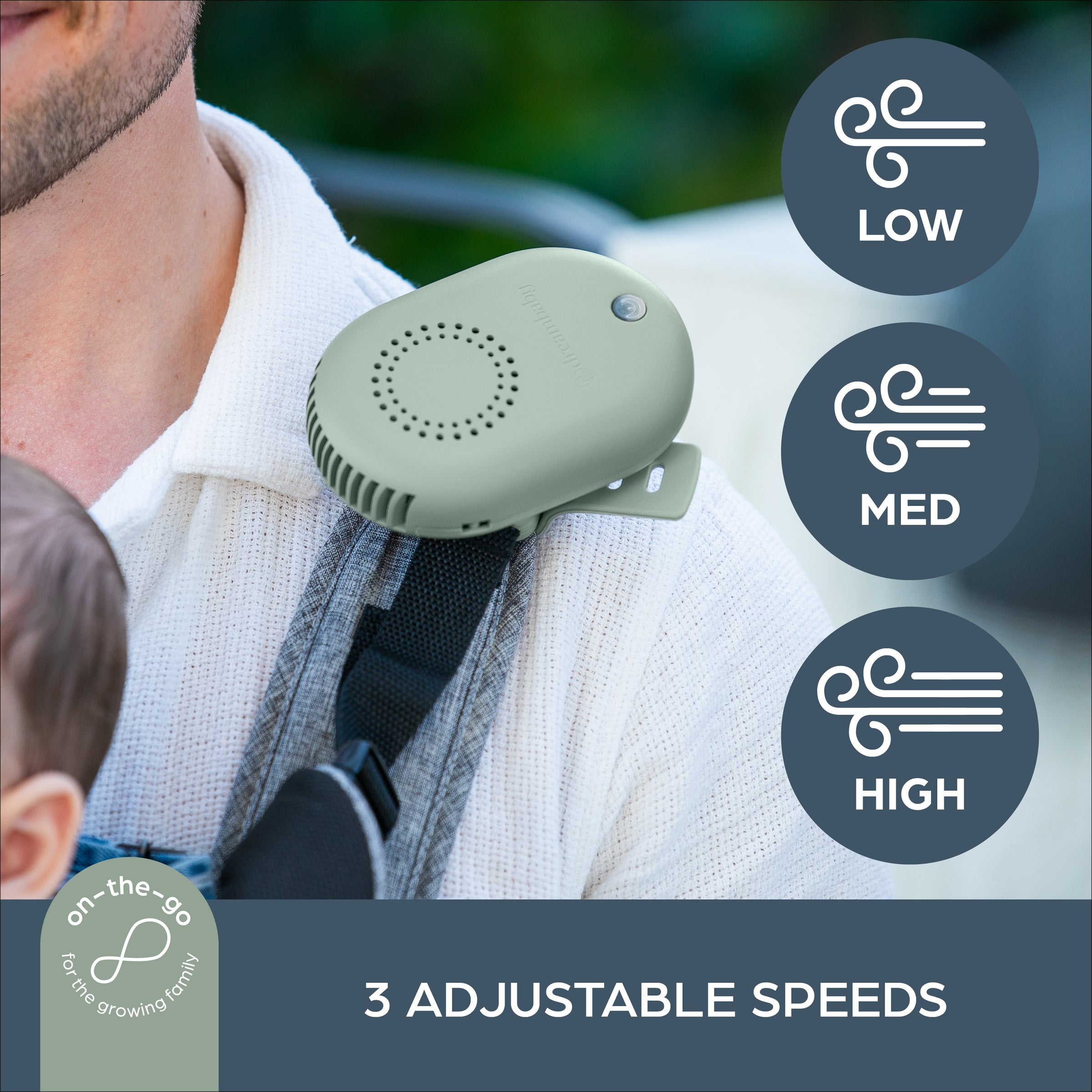 Breezz-to-Go USB Rechargeable Bladeless Baby Fan with Swivel Strap