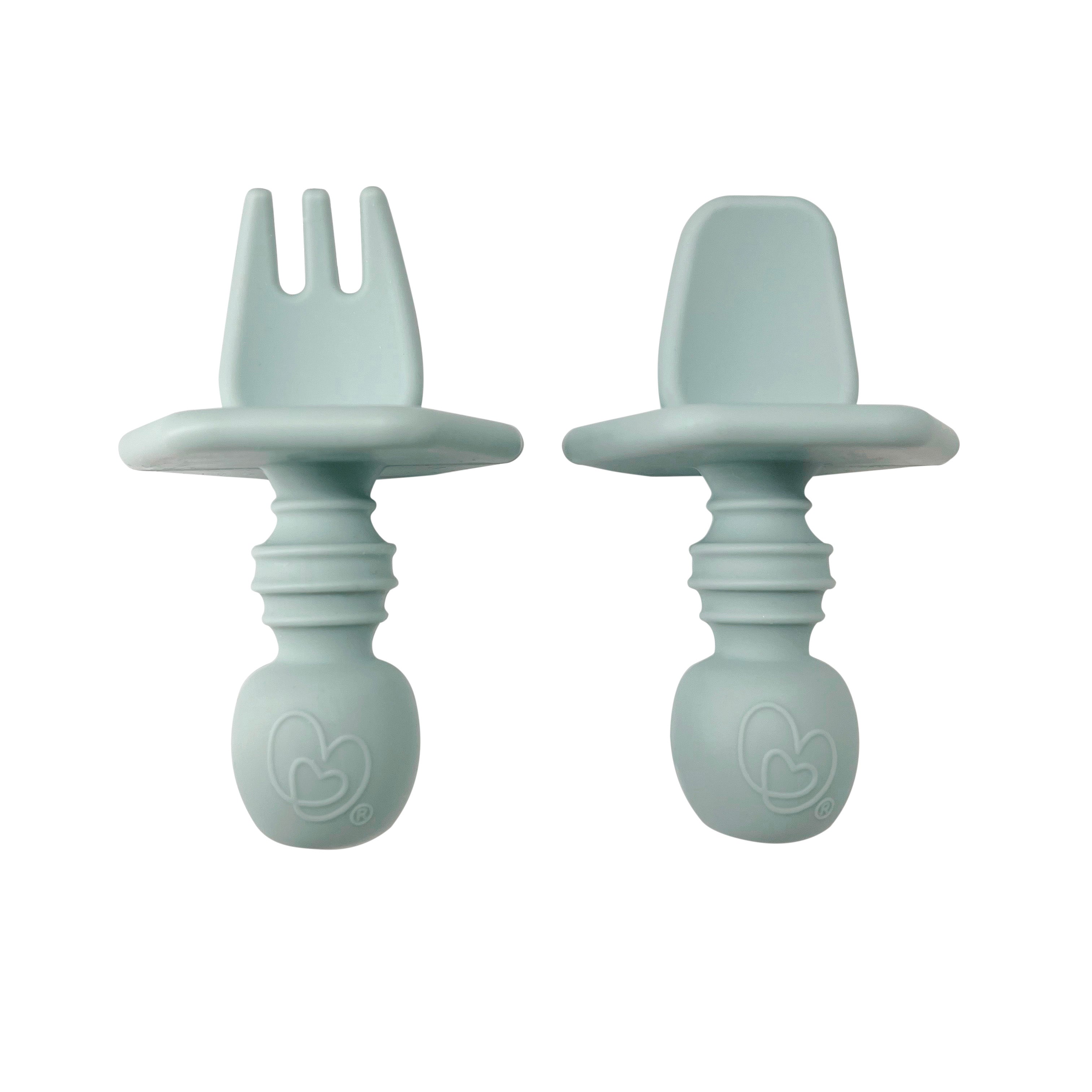 Silicone Ezy-Grip Spoon & Fork Seafoam