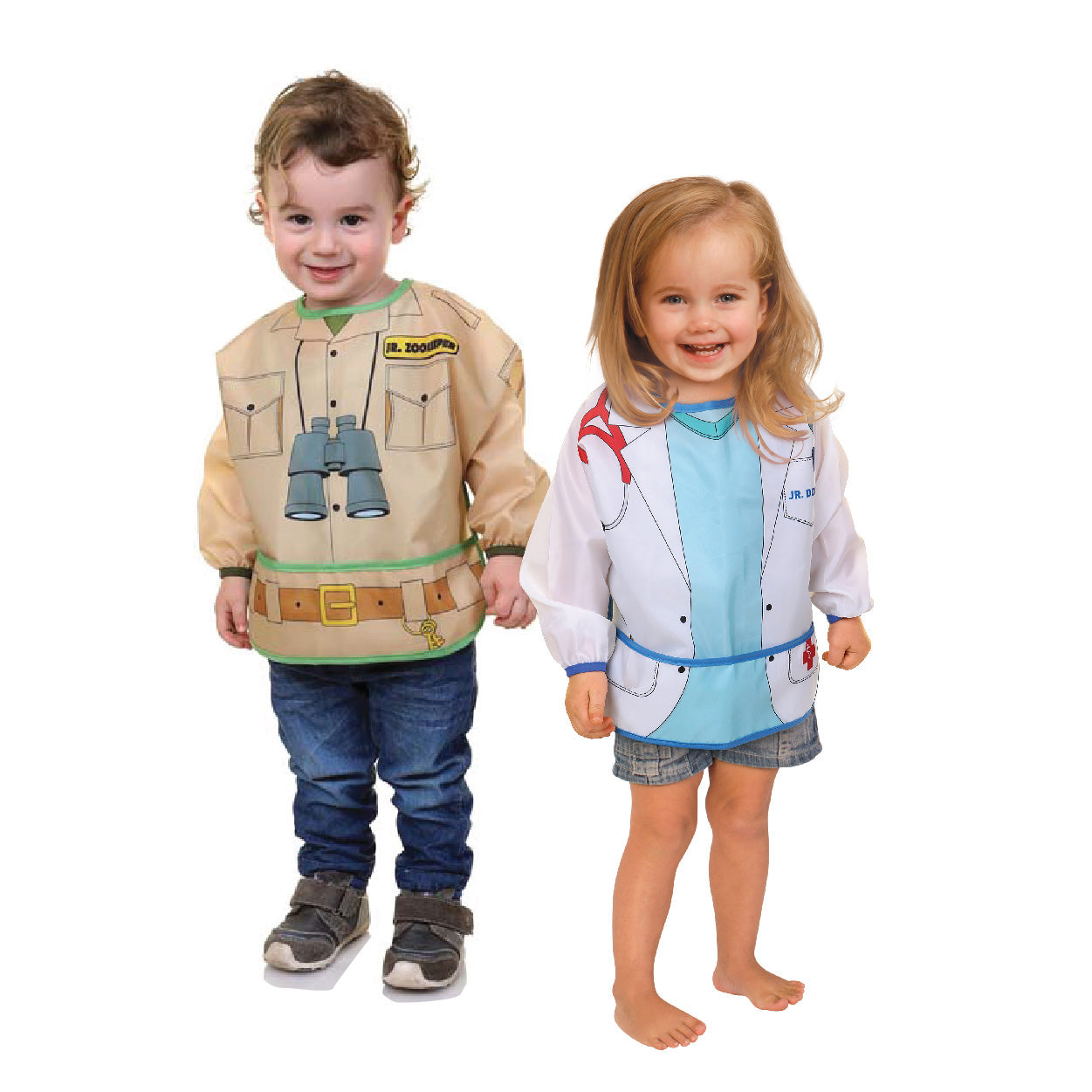 Food & Fun Character Bibs/Smocks With Sleeves 2 Pack -Doctor & Zookeeper