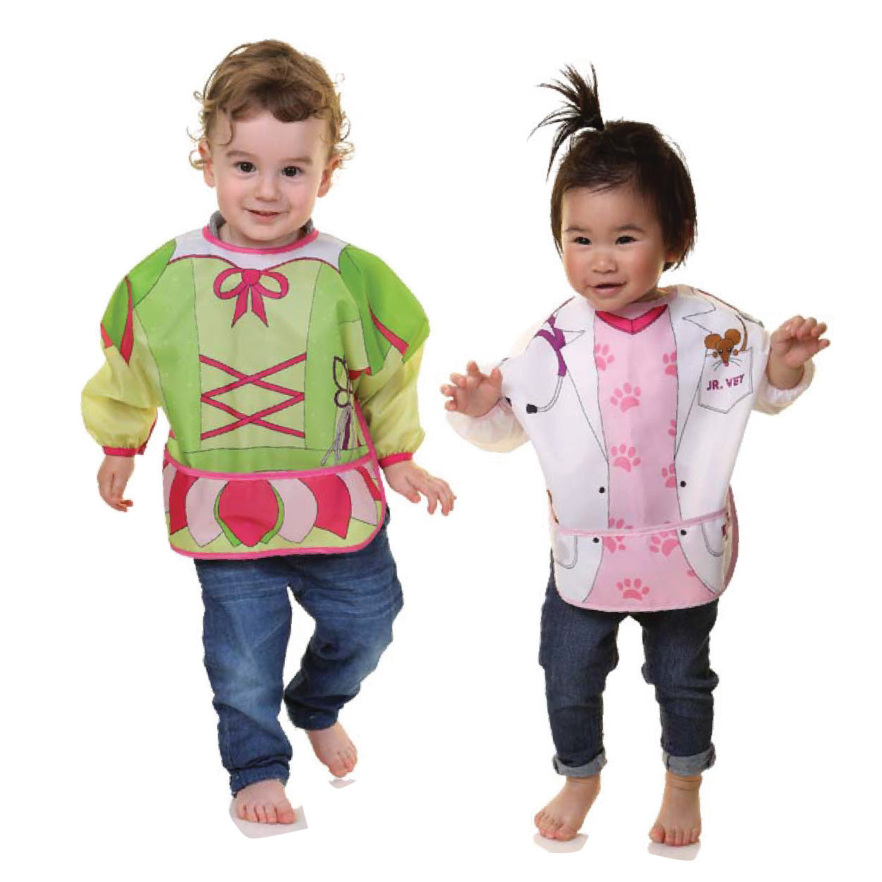 Food & Fun Character Bibs/Smocks With Sleeves 2 Pack - Fairy & Vet