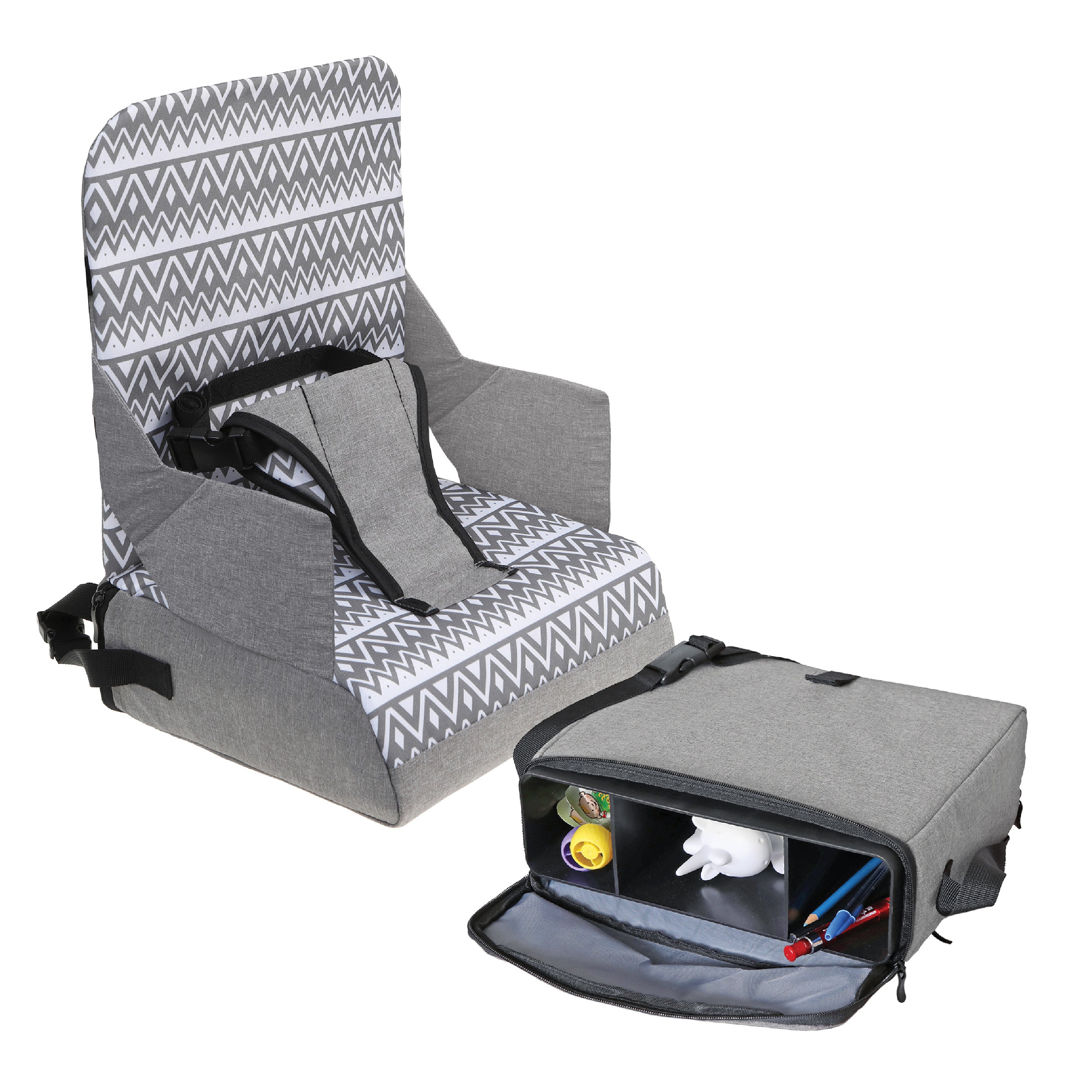 Grab N' Go Booster Seat - Grey ZigZag