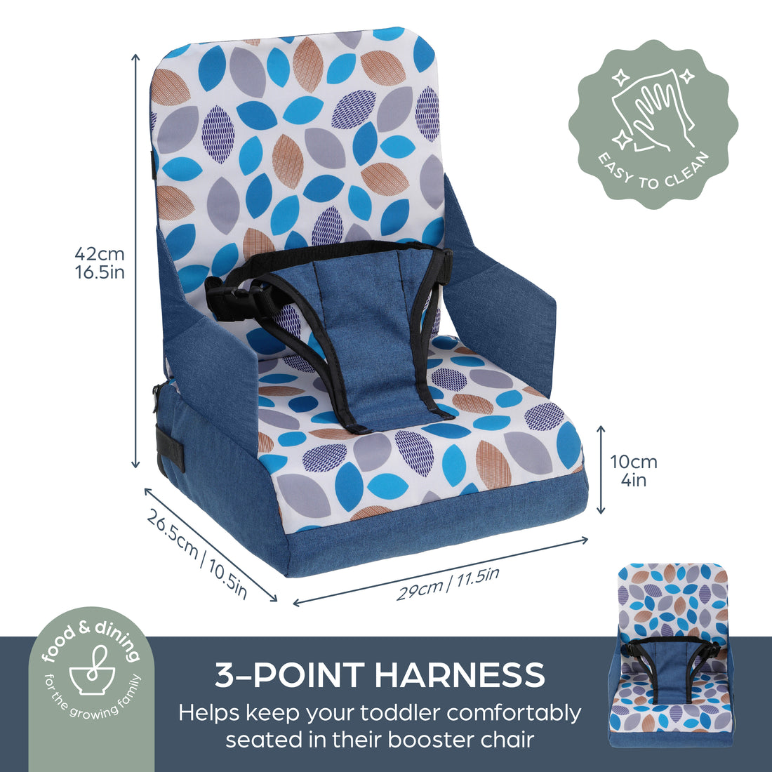 Grab N' Go Booster Seat - Blue Leaves