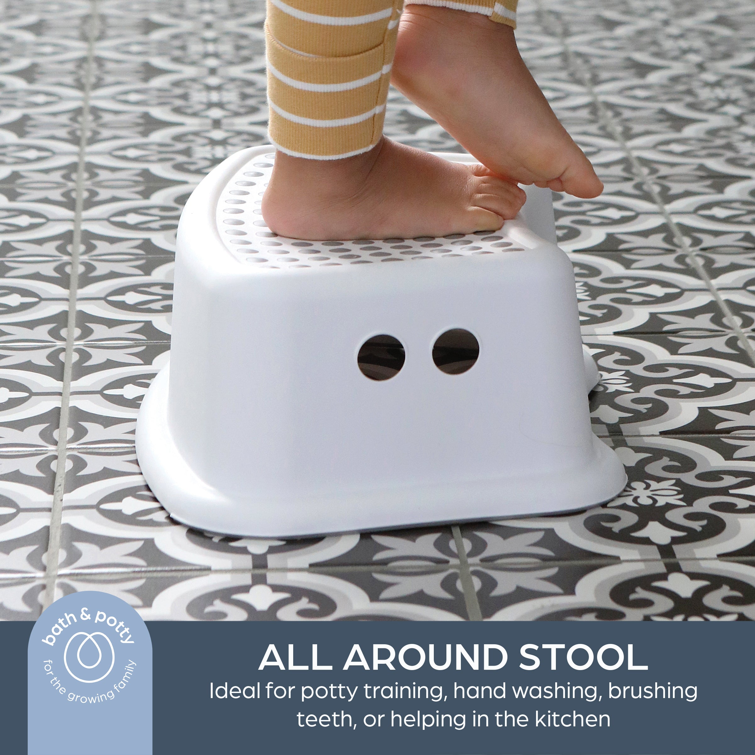 Step Stool Grey Dots
