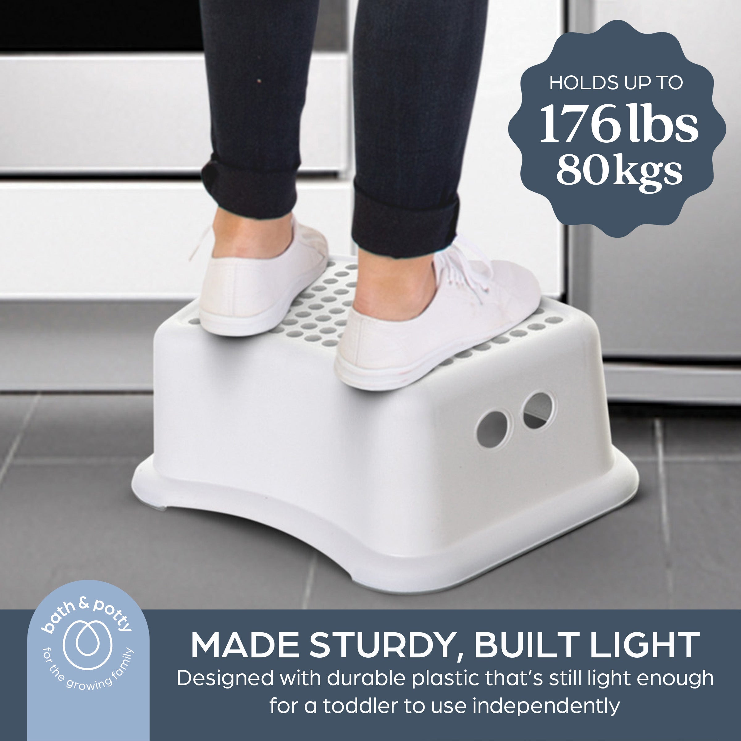 Step Stool Grey Dots
