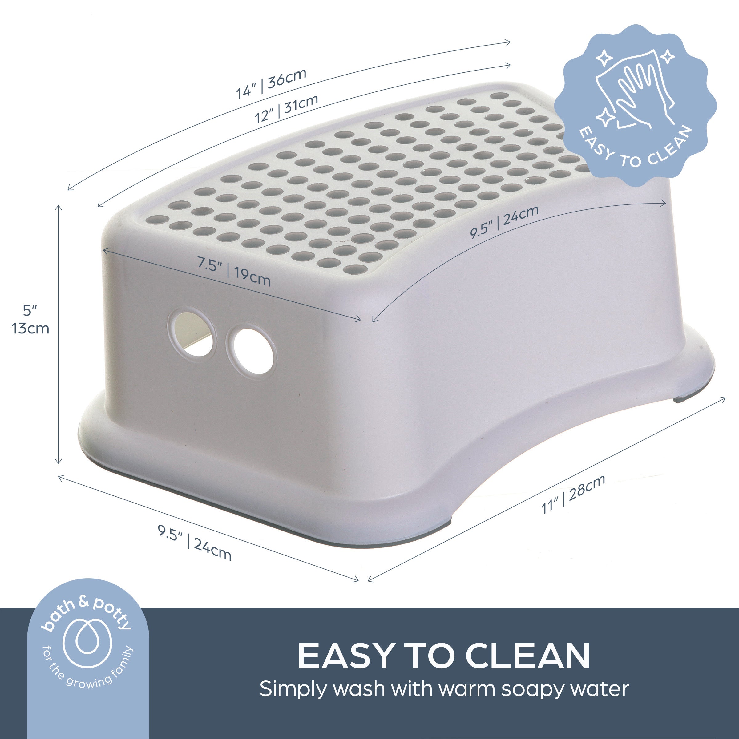 Step Stool Grey Dots