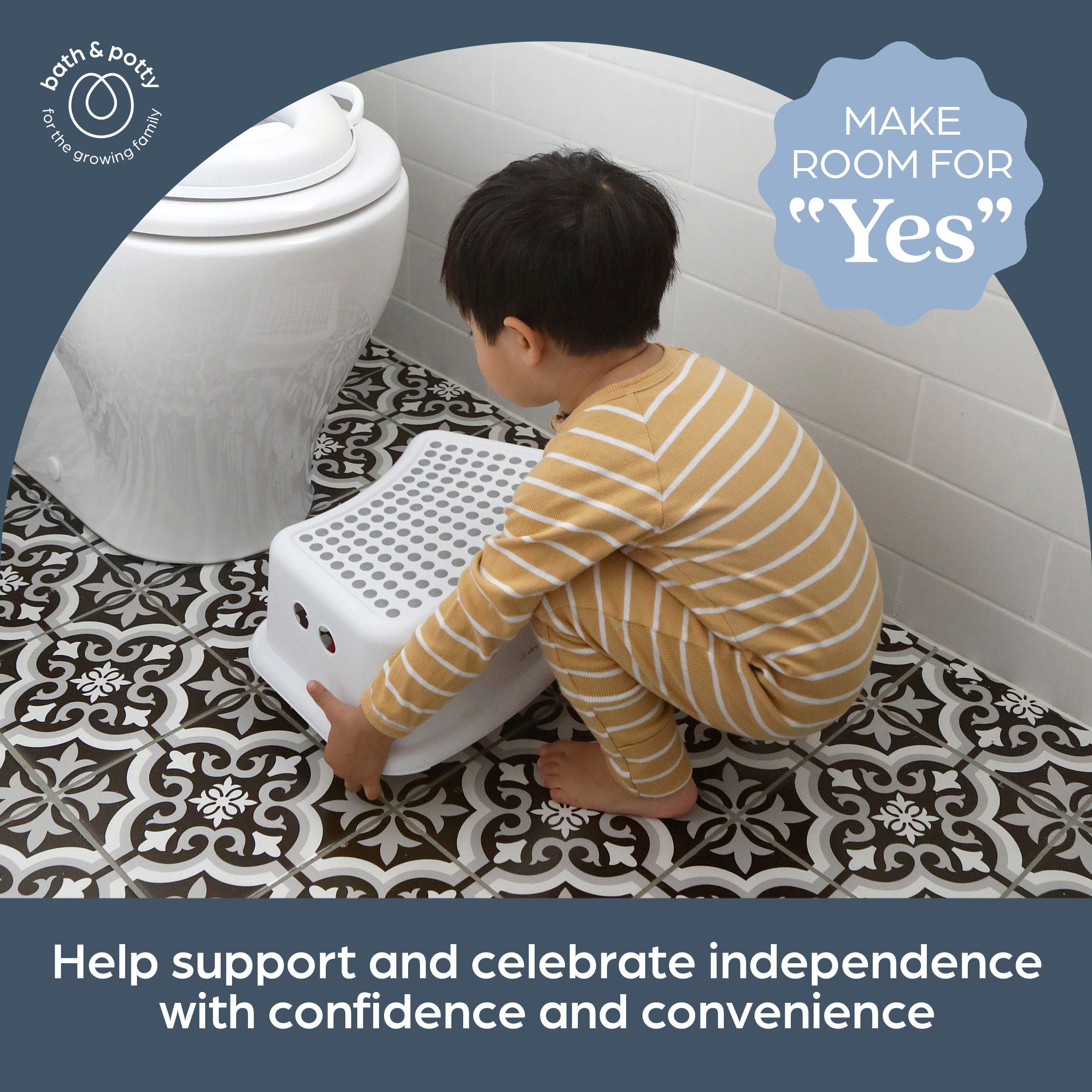 Step Stool Grey Dots