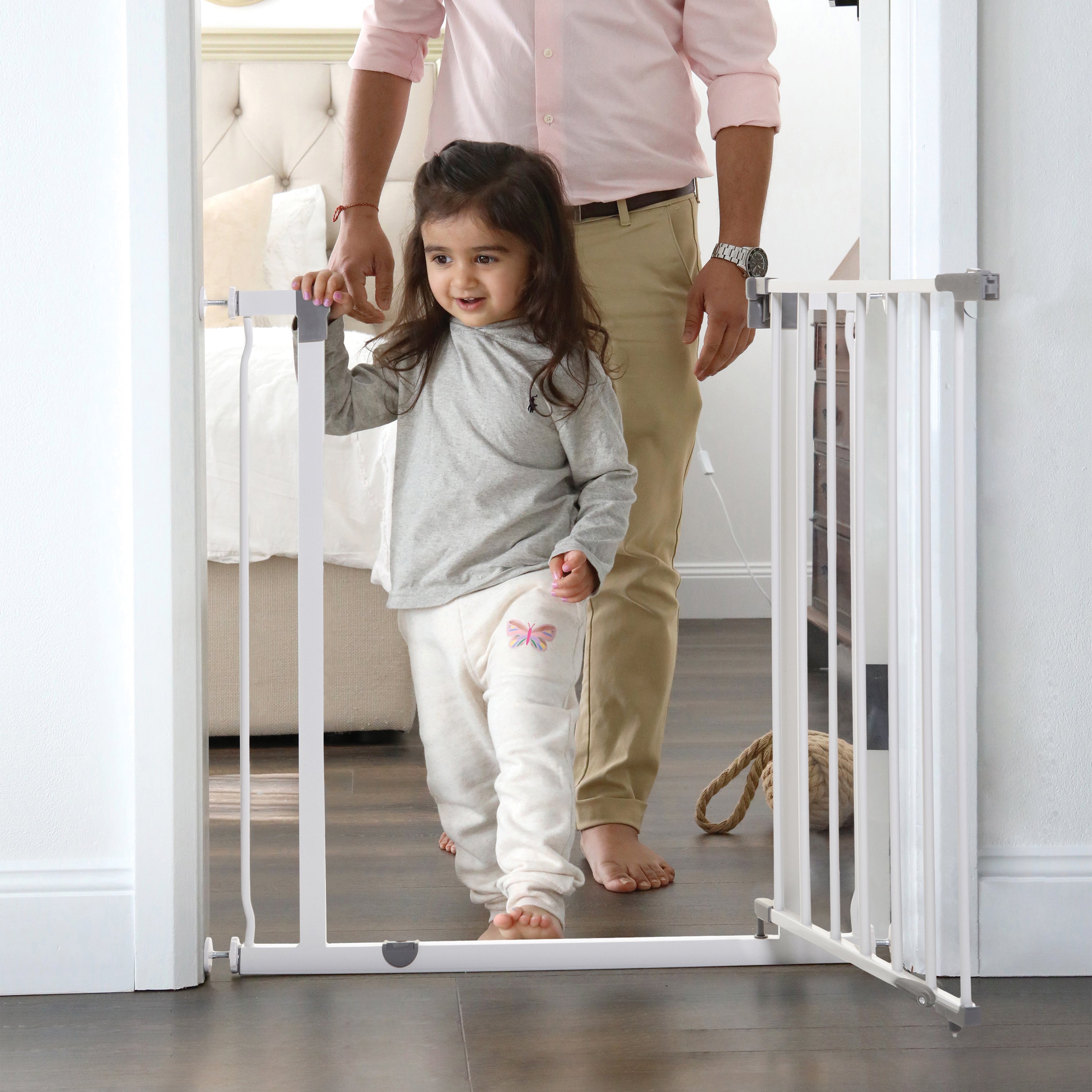 Liberty Security Gate With Smart Stay-Open Feature- White