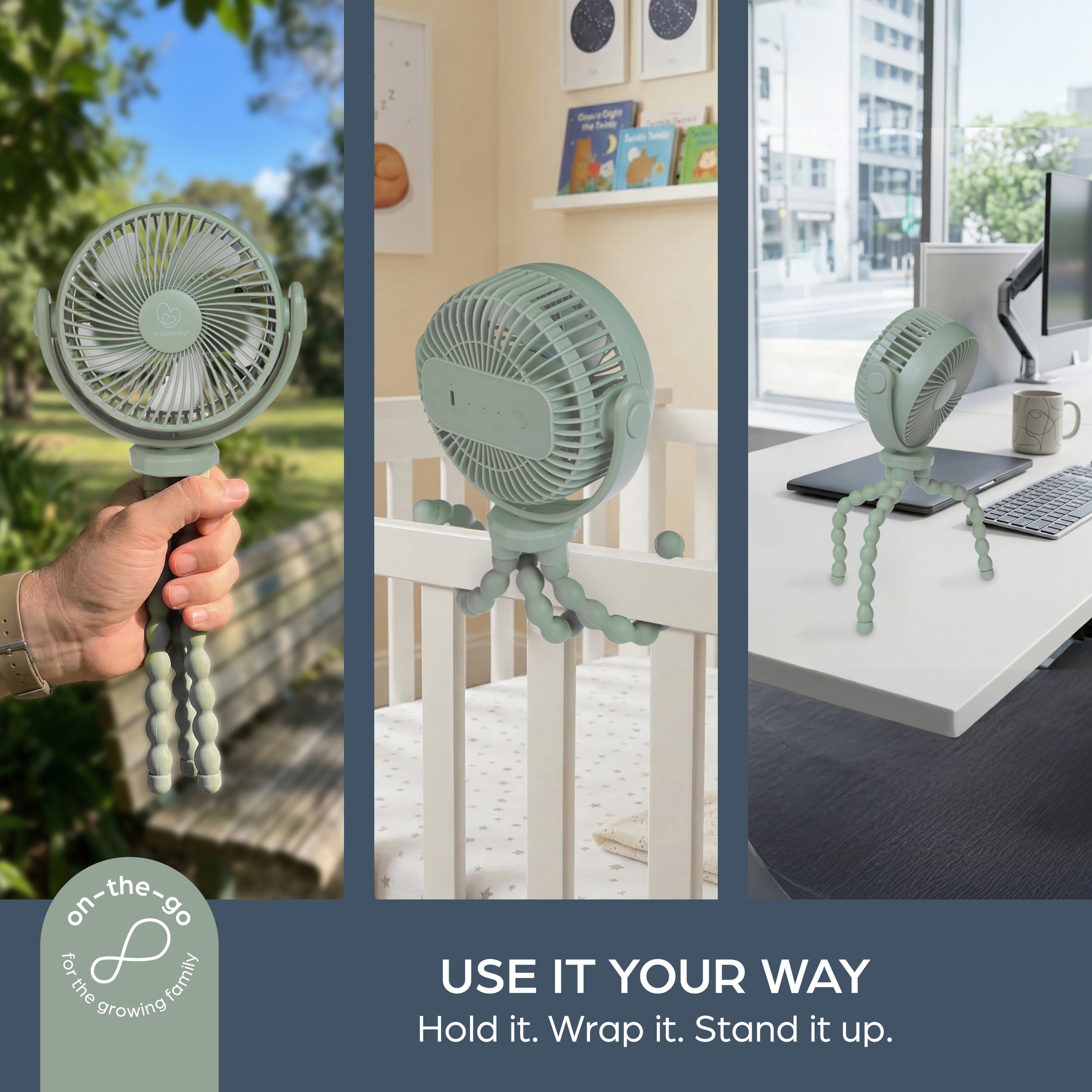 Flex-Grip 360° USB Powered Portable Stroller Fan