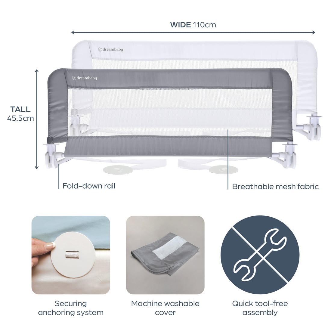 Phoenix Bed Rail - Grey
