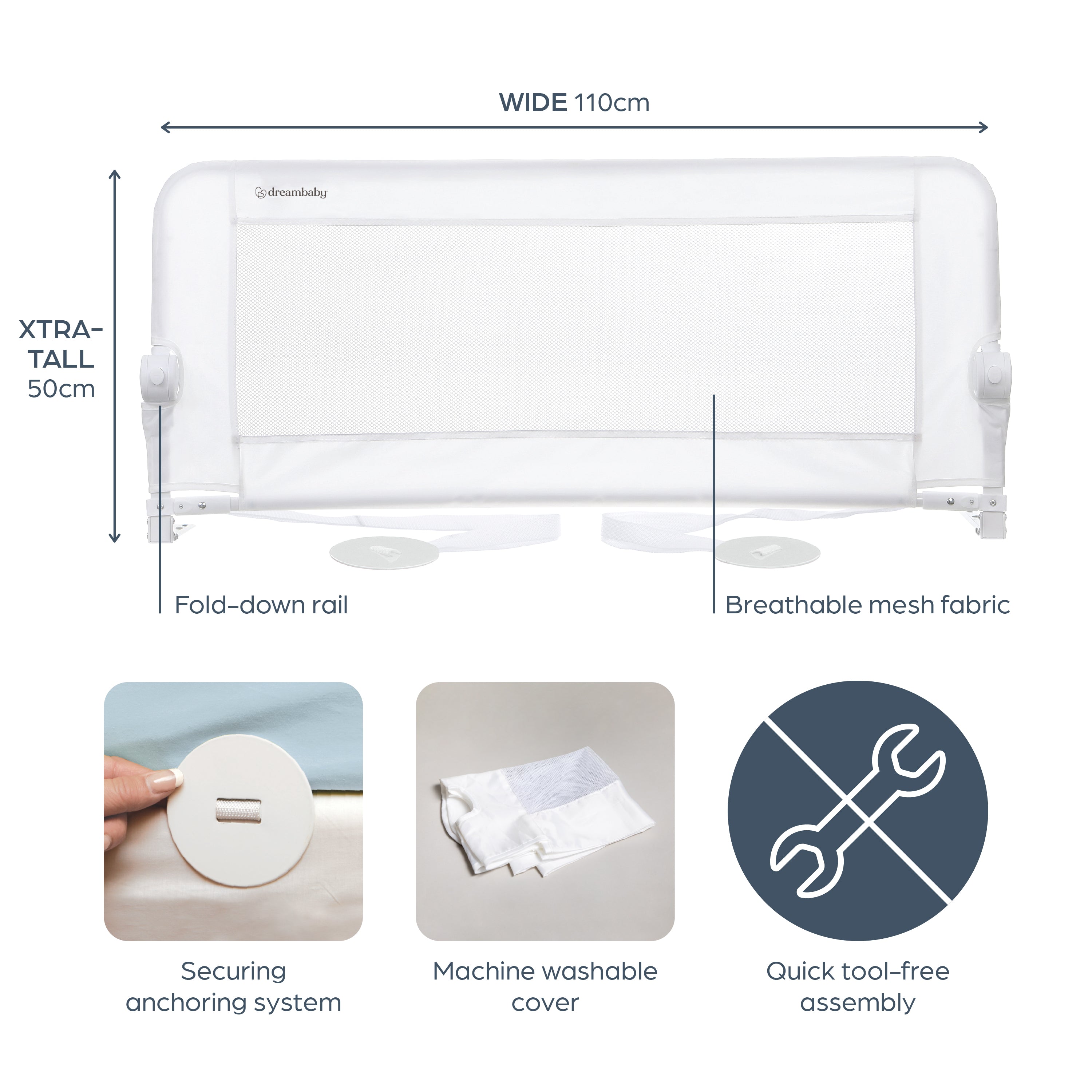 Maggie Bed Rail - White