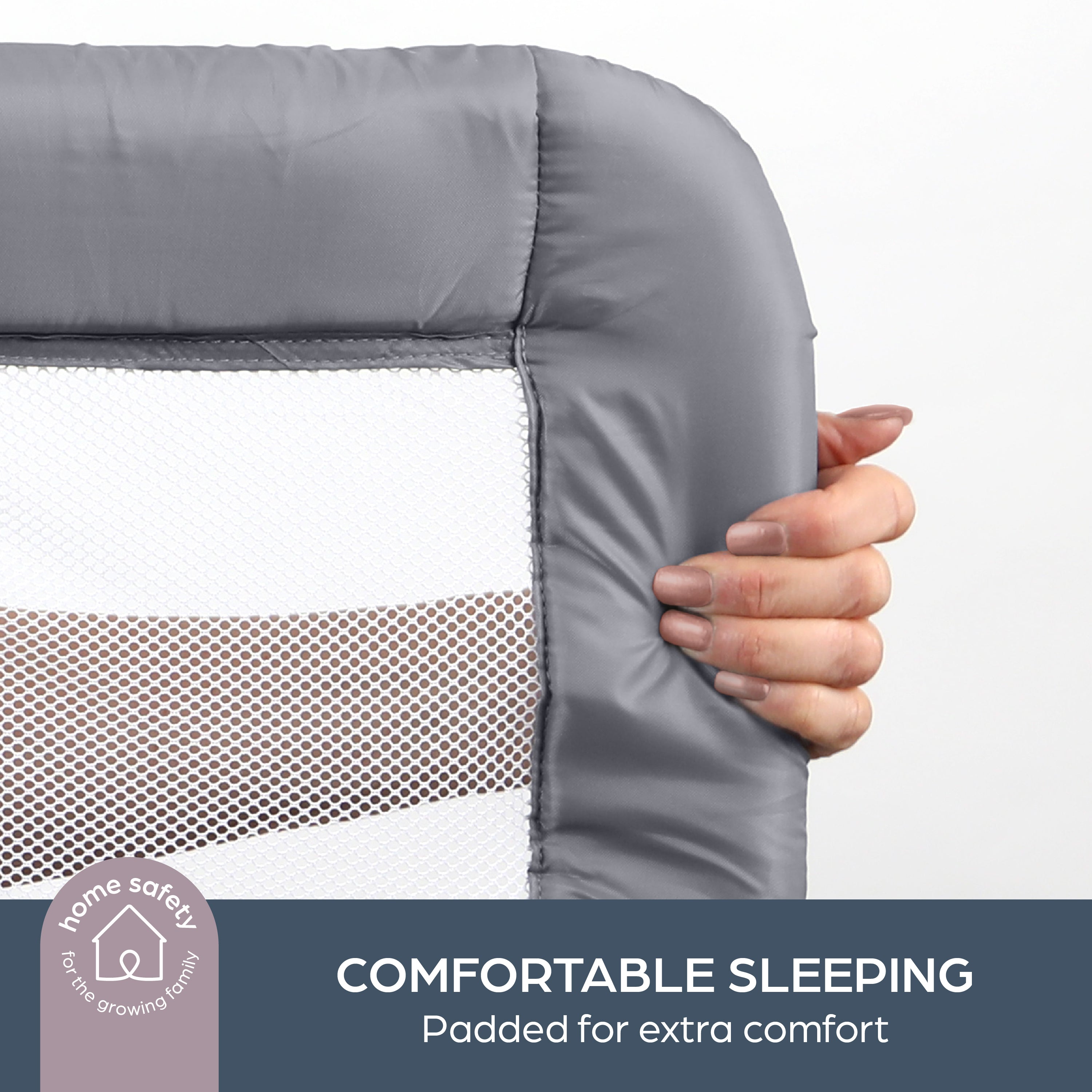 Milan Deluxe Padded Bedrail - Grey