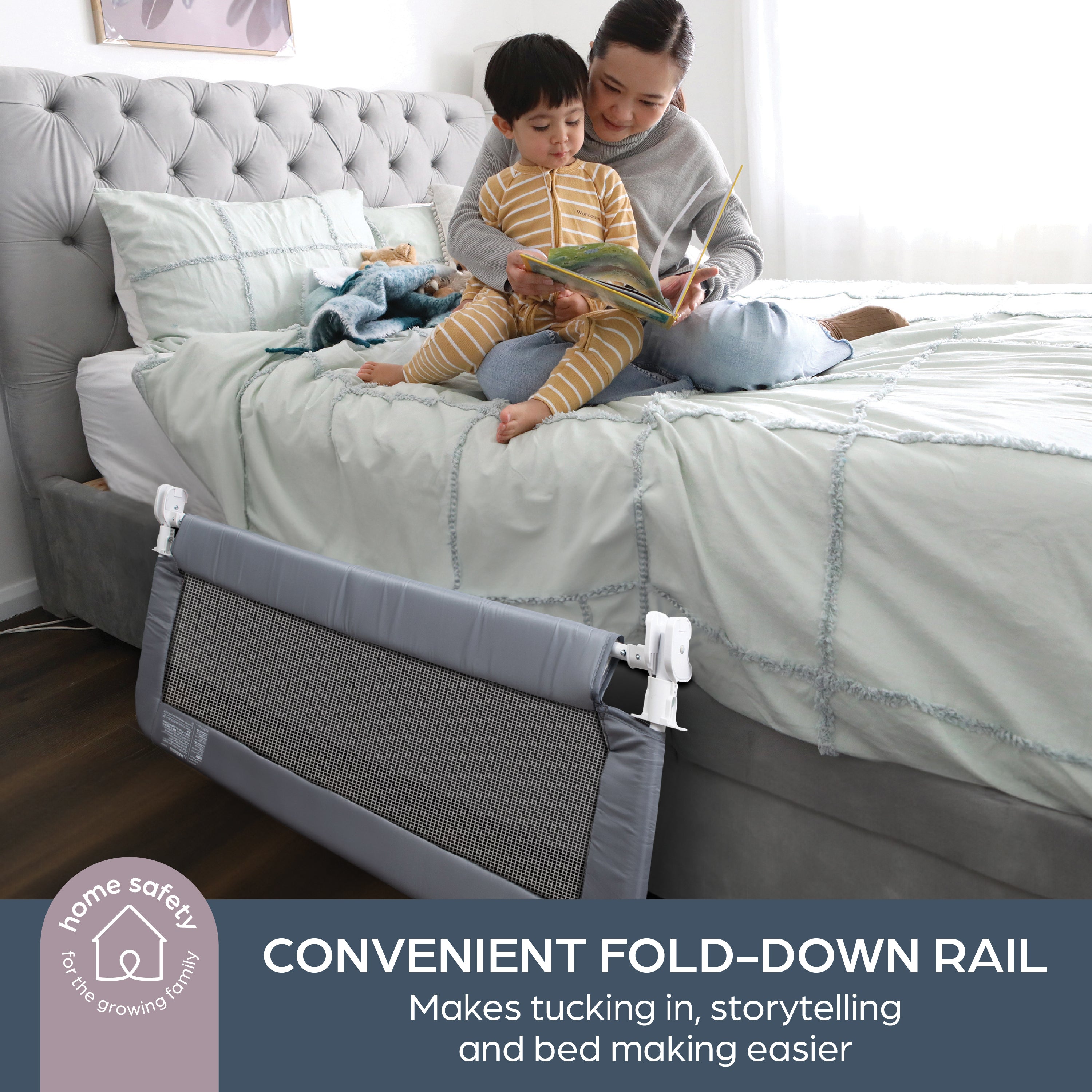 Milan Deluxe Padded Bedrail - Grey