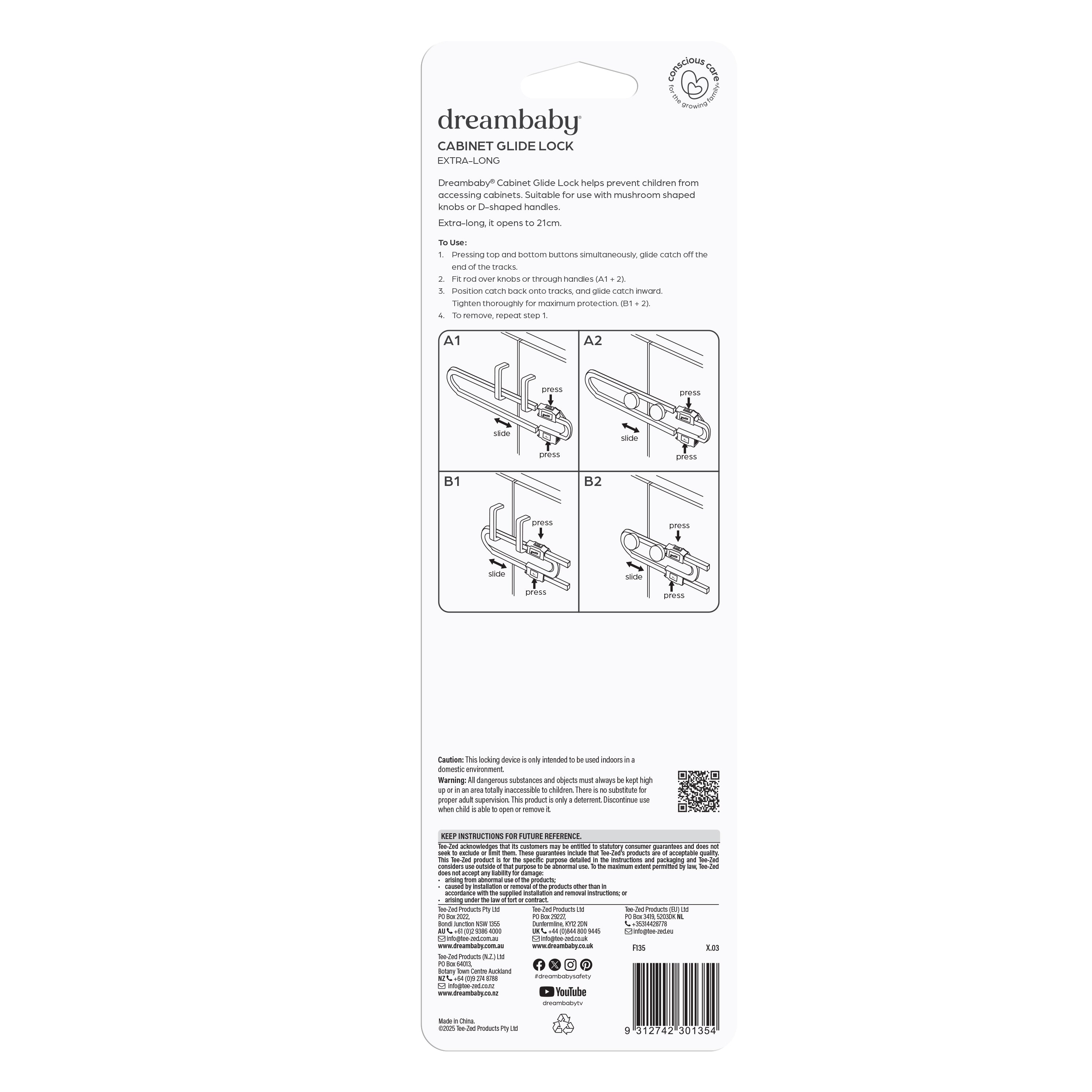 Cabinet Glide Lock Extra Long