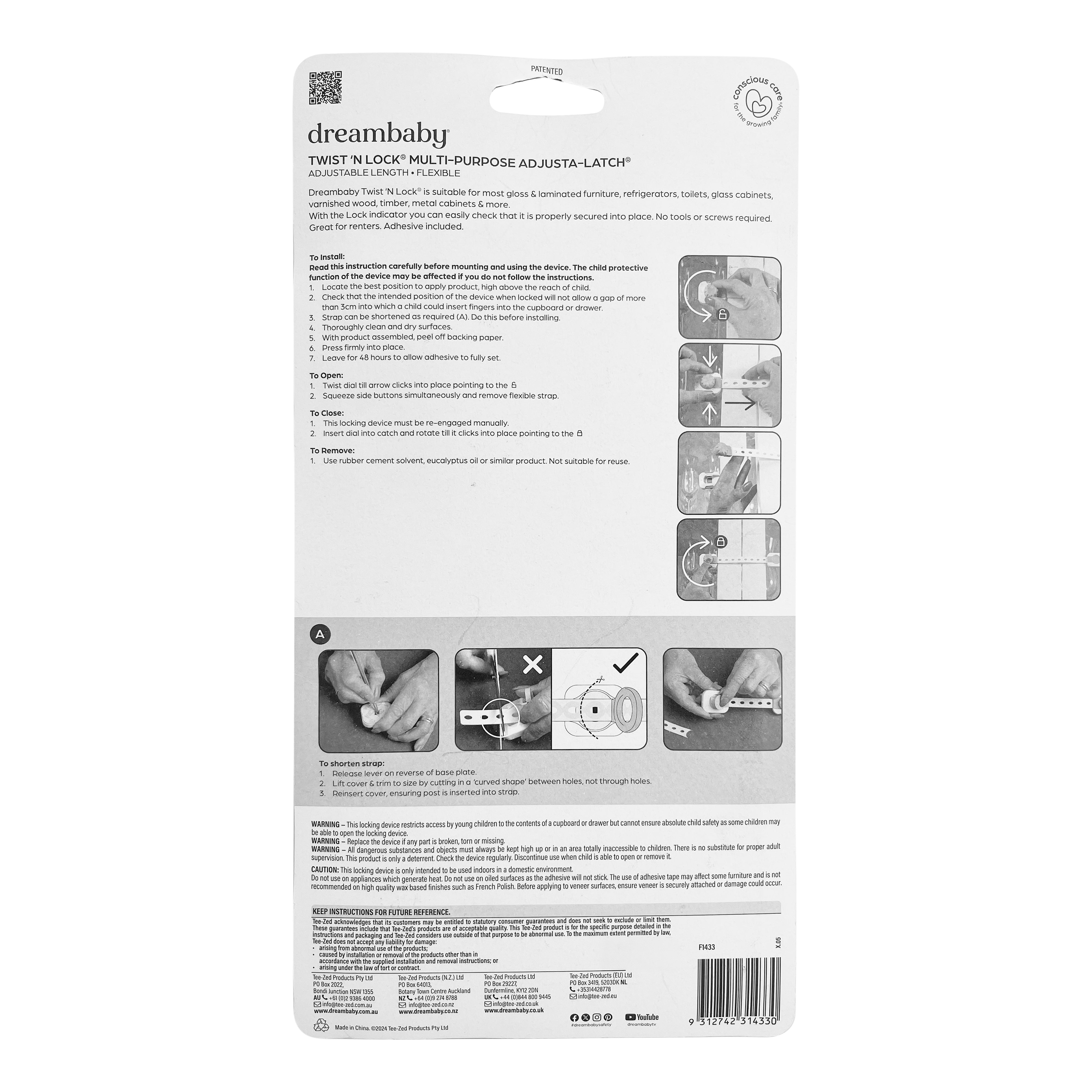 Twist 'N Lock Multi-Purpose Latch 2Pk White