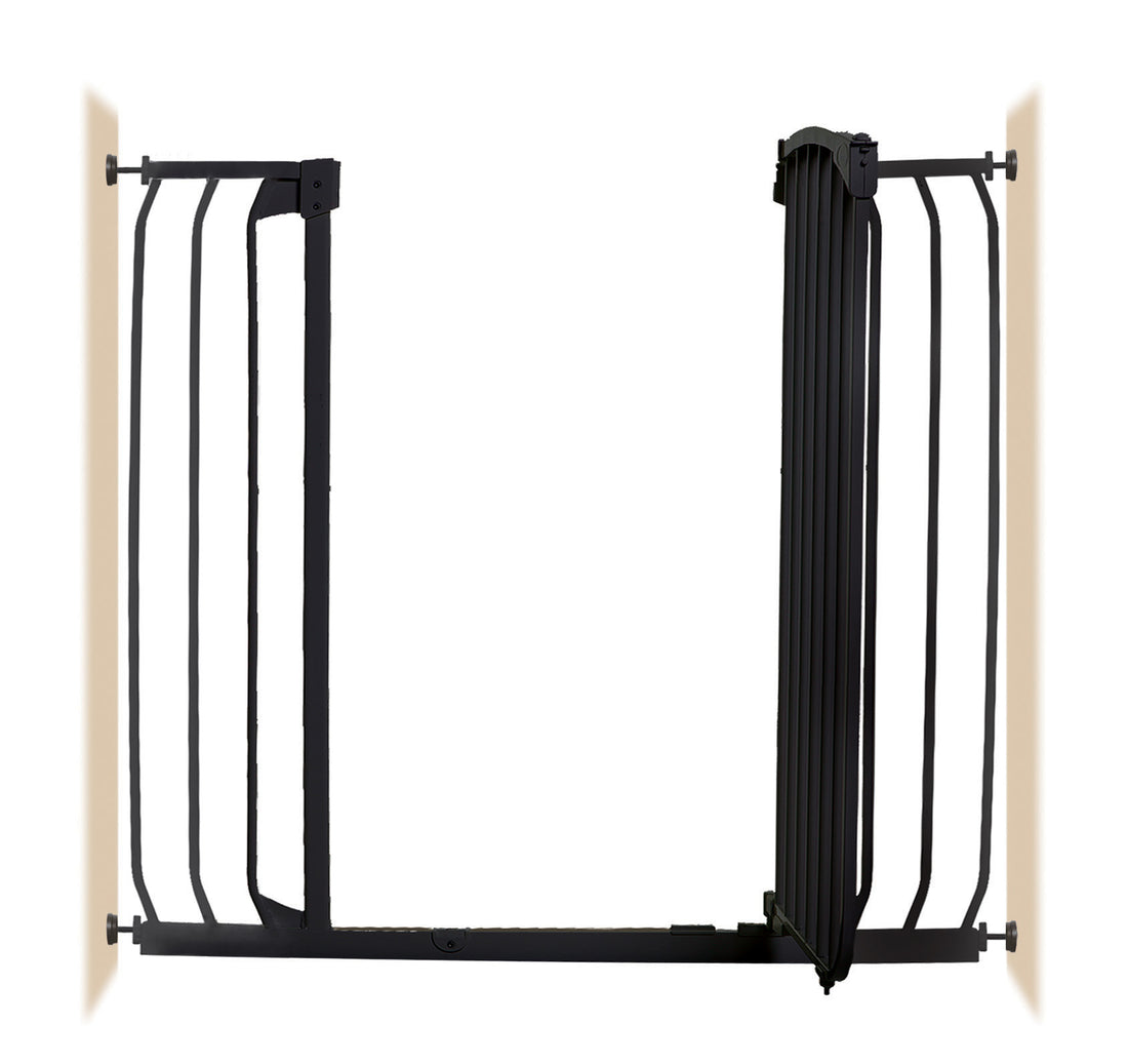 Chelsea Extra Tall and Wide 38-42.5in Auto Close Metal Baby Gate - Black