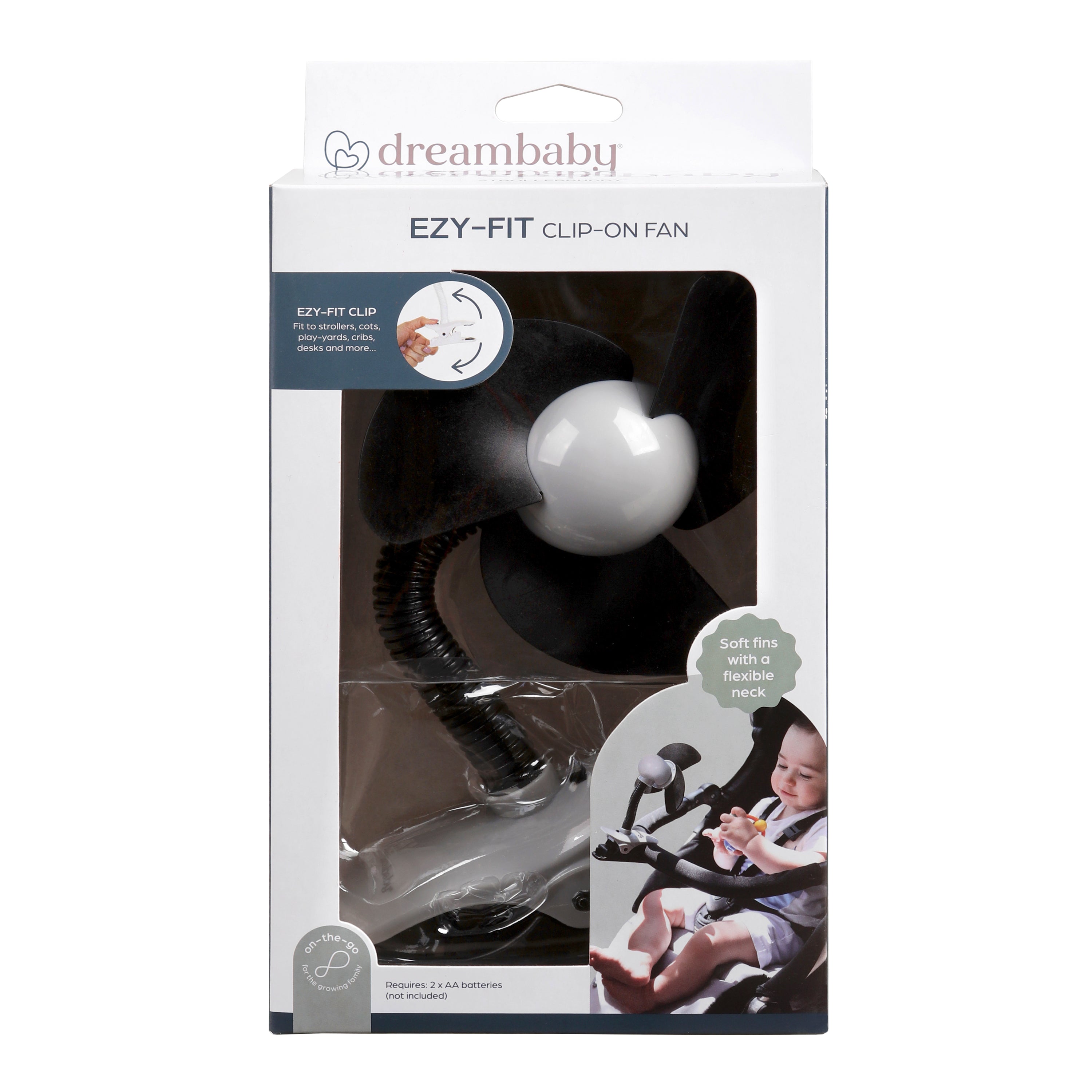 Dreambaby Ezy-Fit Clip-On Fan - Black