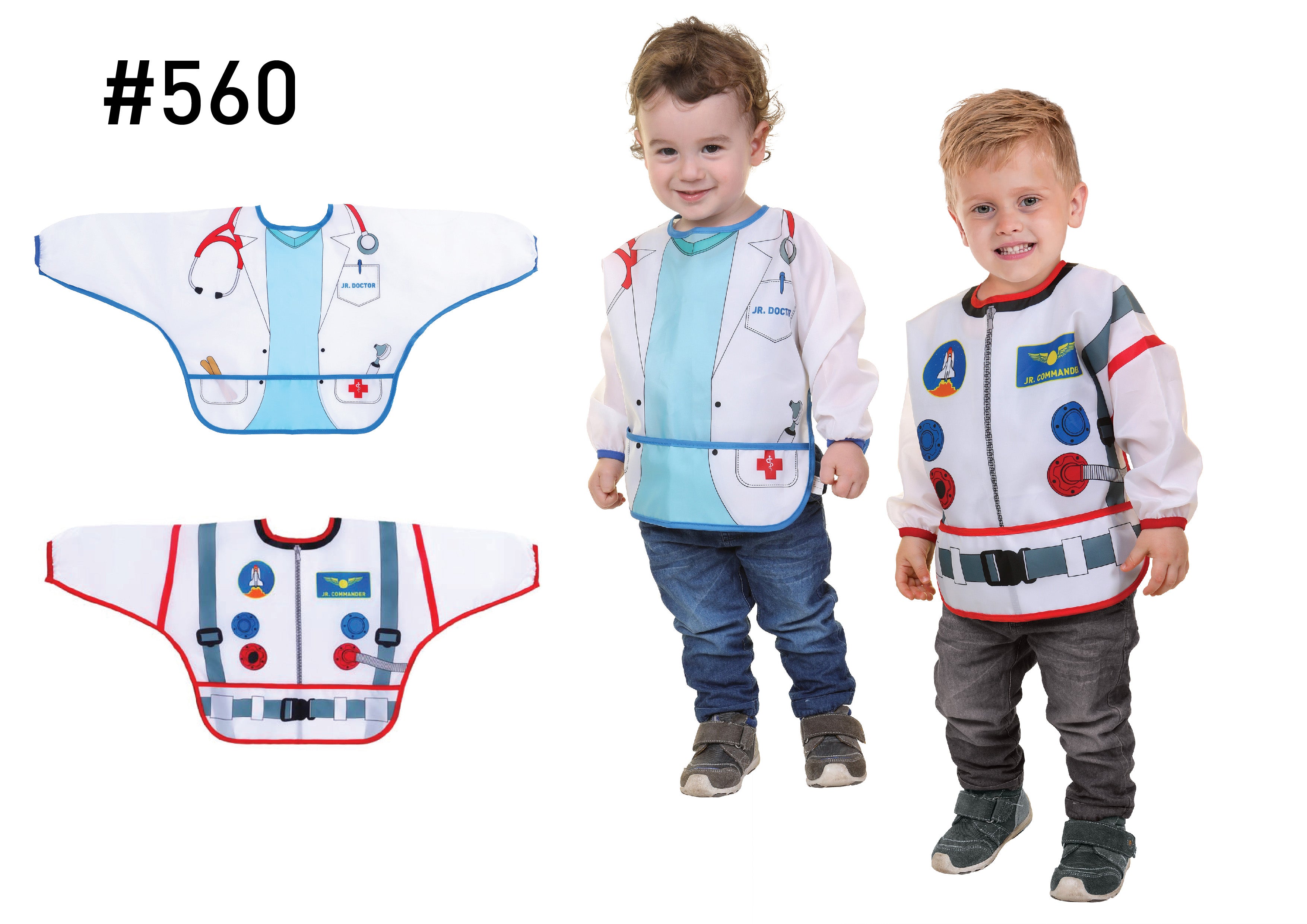 Doctor & Astronaut Character Bib/Smock with Sleeves - 2 pack