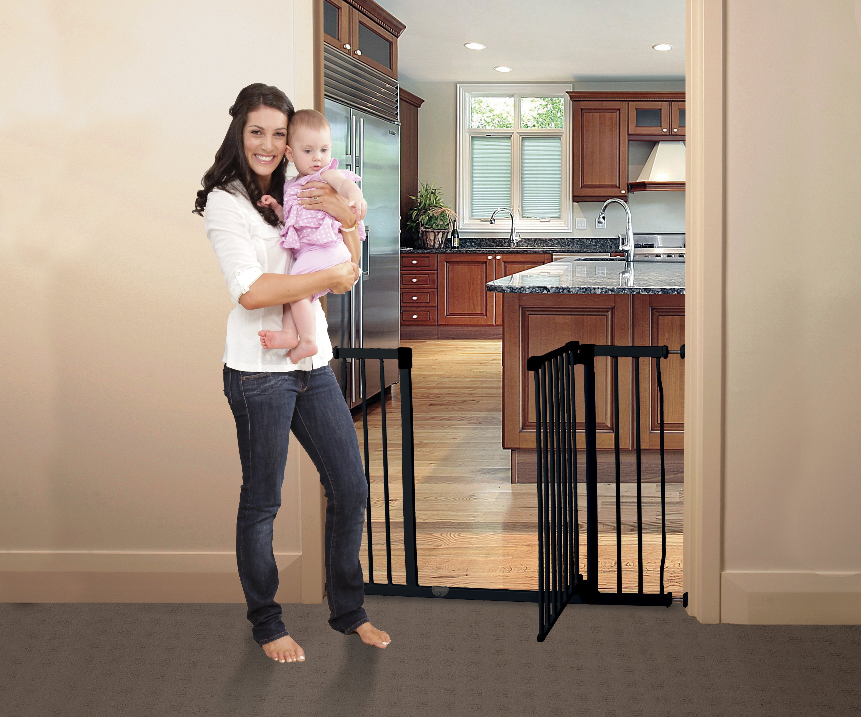 Liberty 29.5-33In Easy Close Metal Baby Safety Gate - Black
