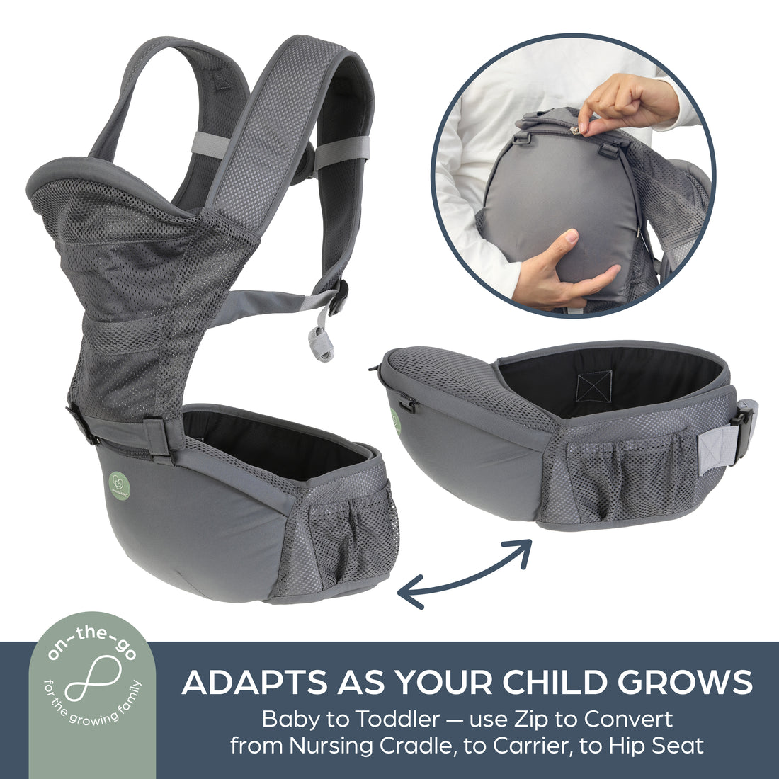 Elevate Carrier With Hip Seat Grey