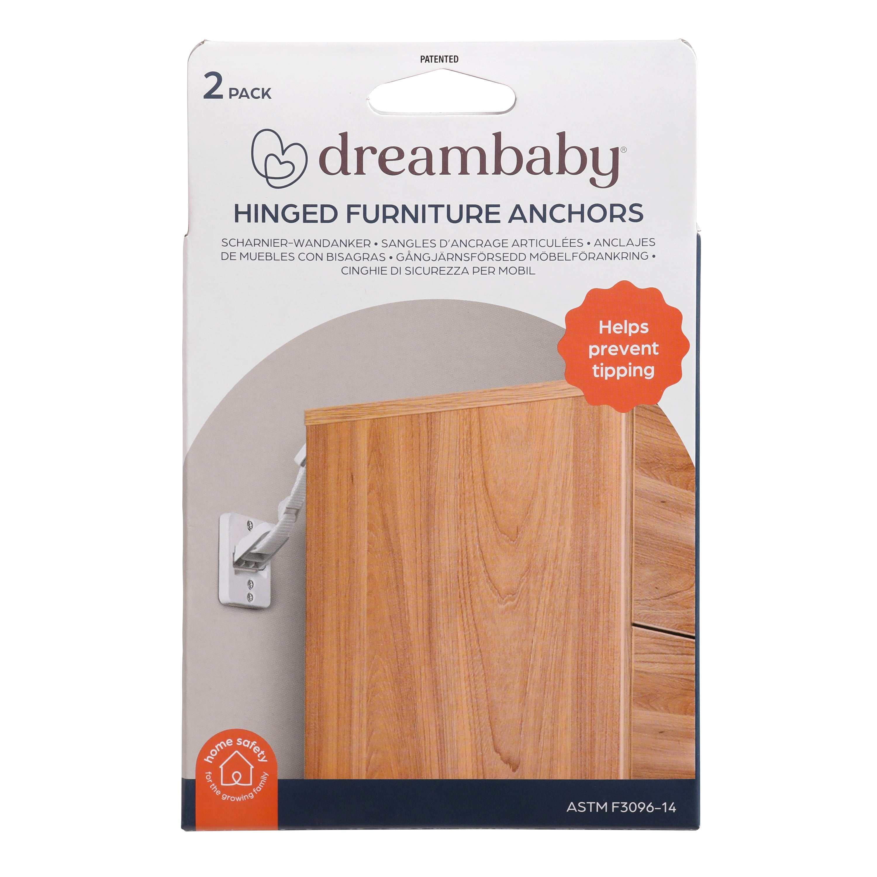 Hinged Furniture Anchors, 2 Pack, White