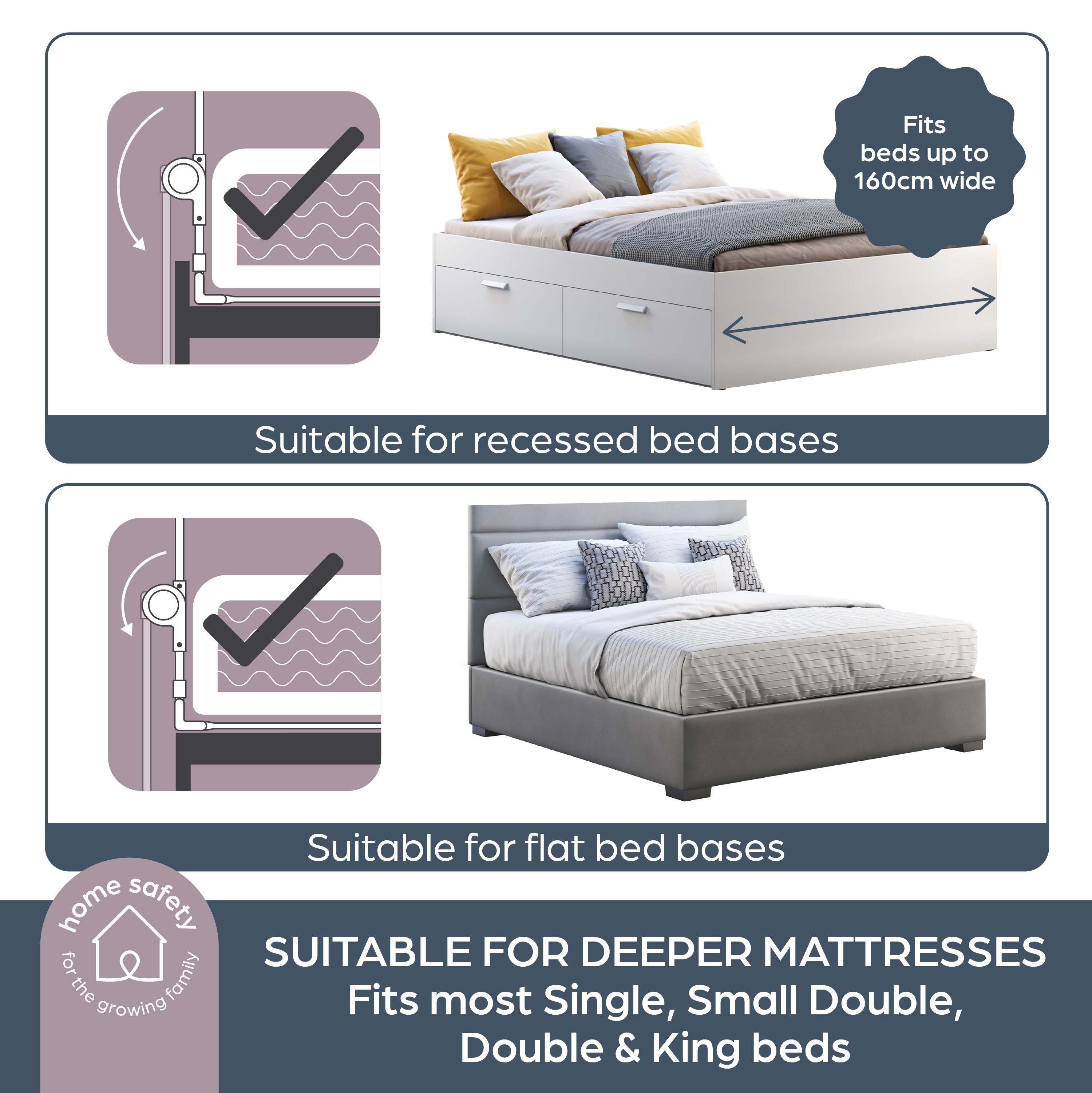 Nicole Xtra-Wide Bed Rail - Grey