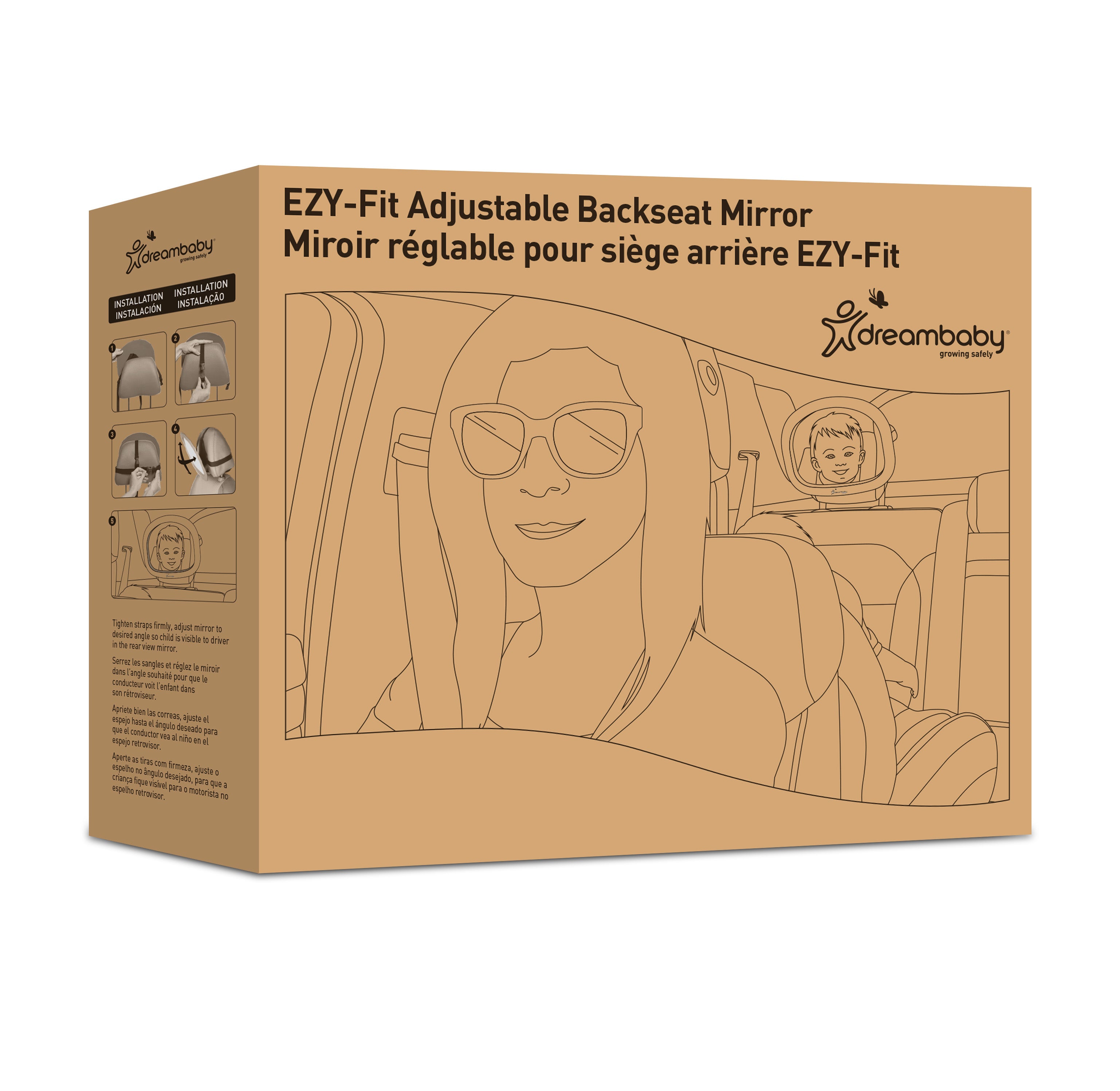 Ezy-Fit Adjustable Backseat Mirror - Grey