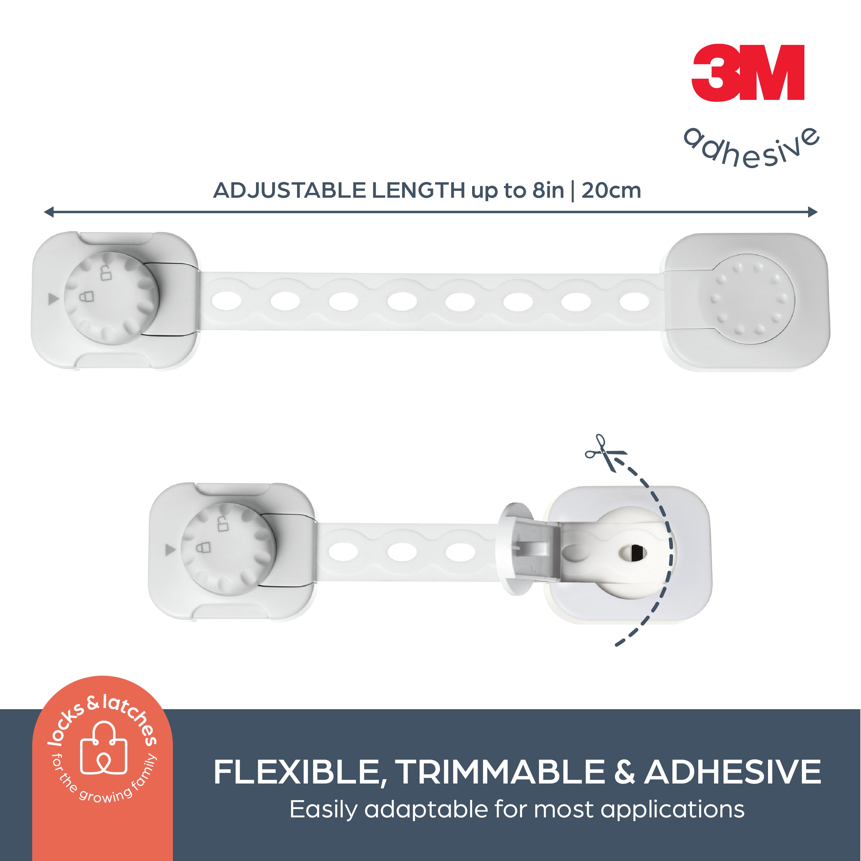 Twist ’N Lock® Multi-Purpose Adjusta-Latch® - 6 pack, White
