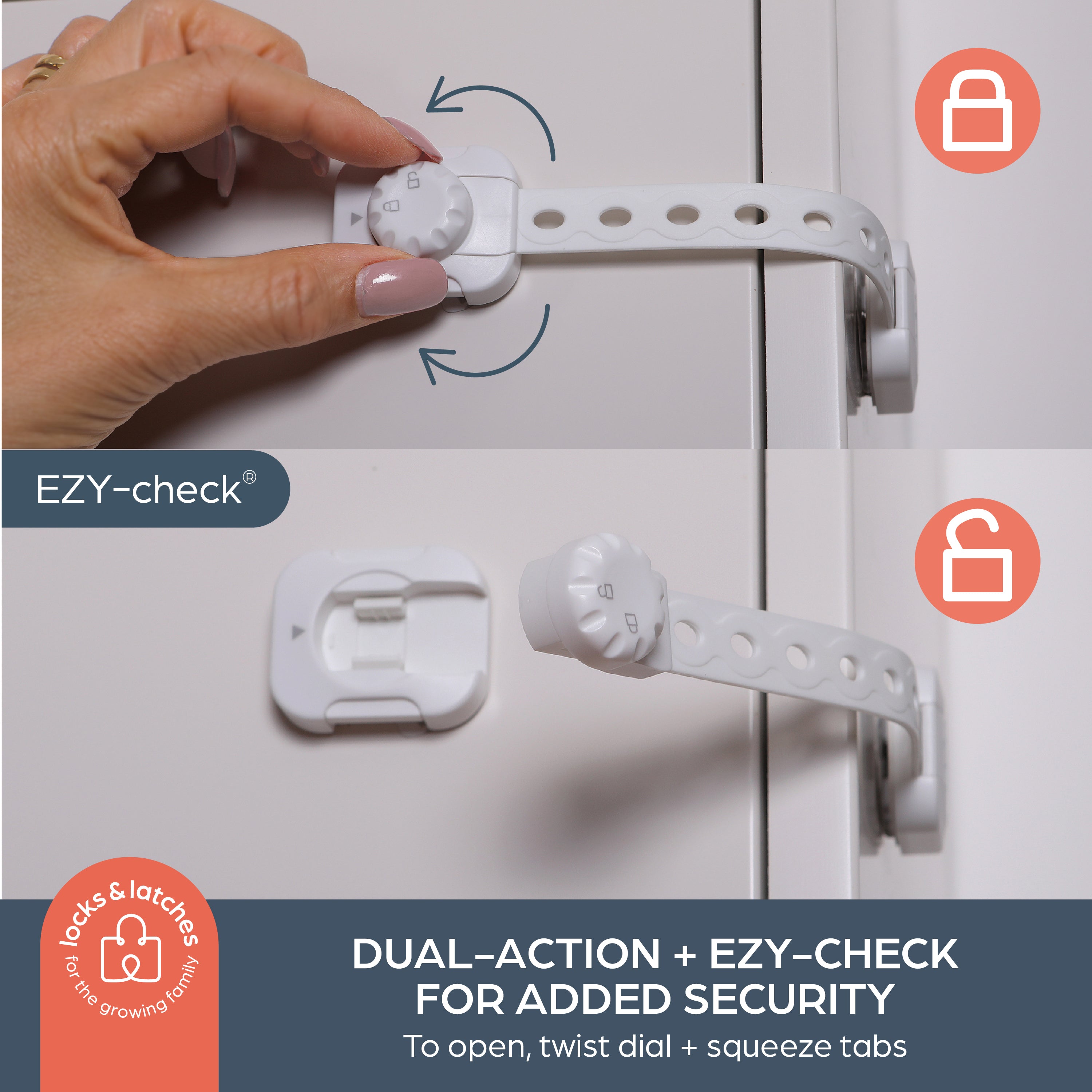 Twist ’N Lock® Multi-Purpose Adjusta-Latch® - 6 pack, White