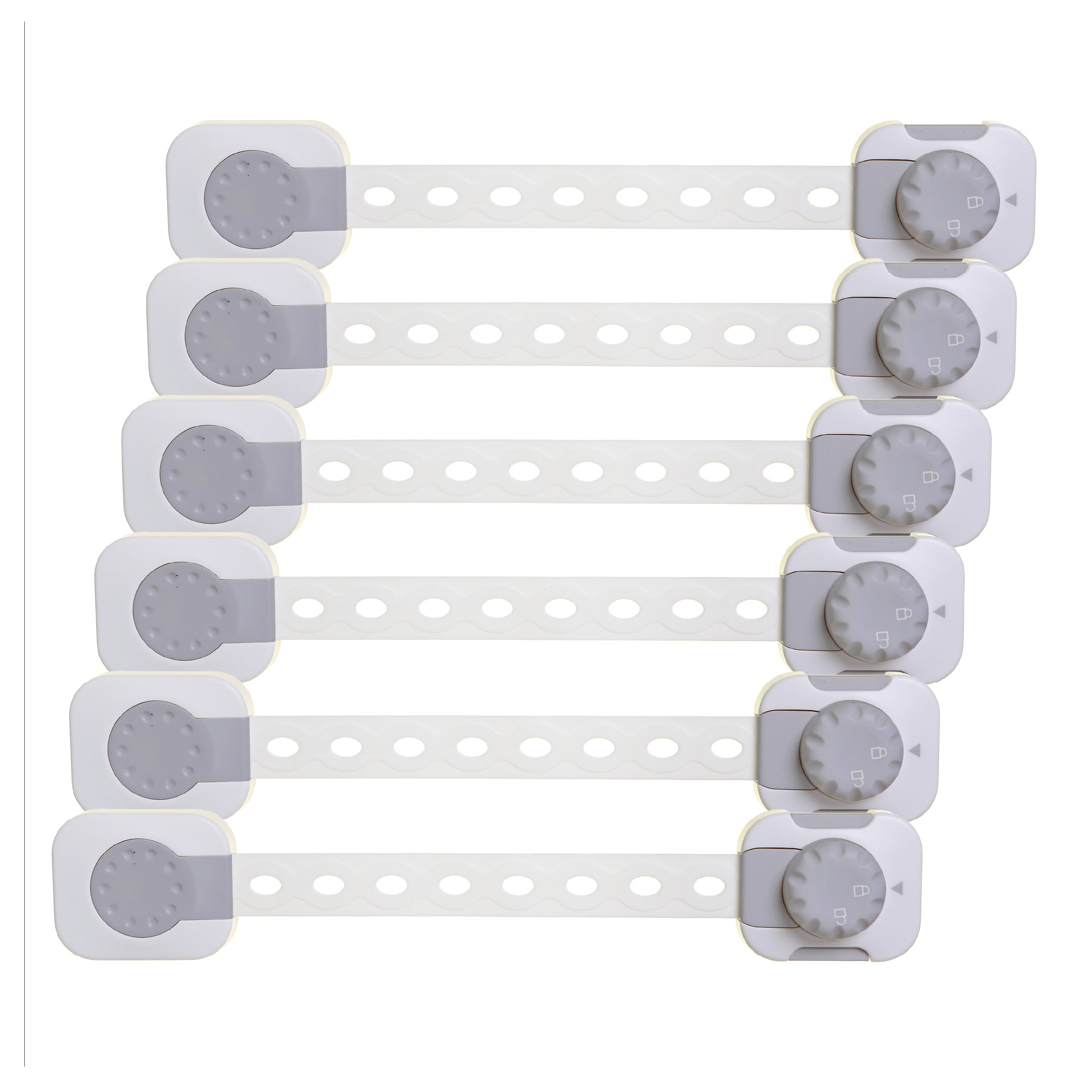 Twist 'N Lock®  Multi-Purpose Adjusta-Latch®  - 6 Pack, White / Grey