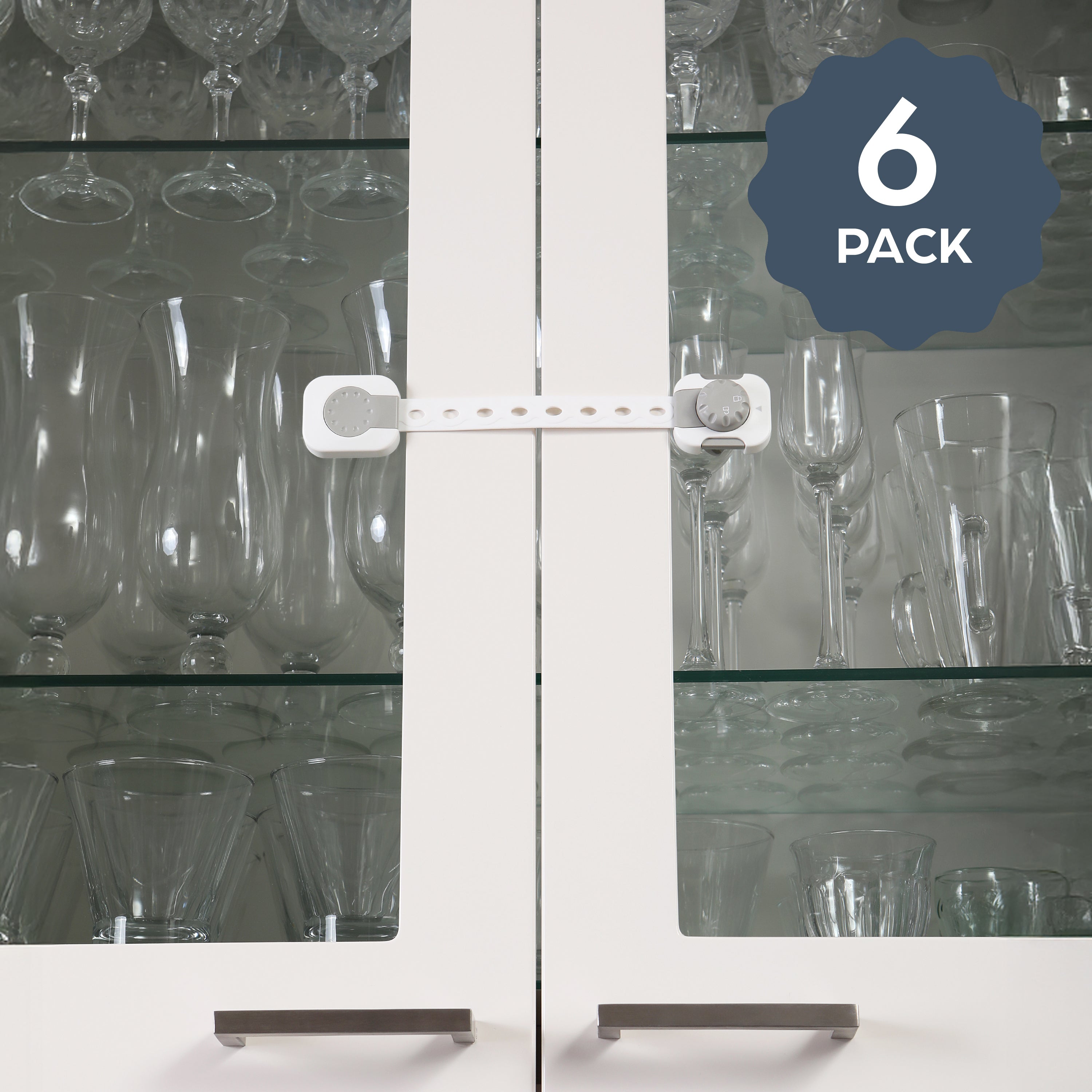 Twist 'N Lock®  Multi-Purpose Adjusta-Latch®  - 6 Pack, White / Grey