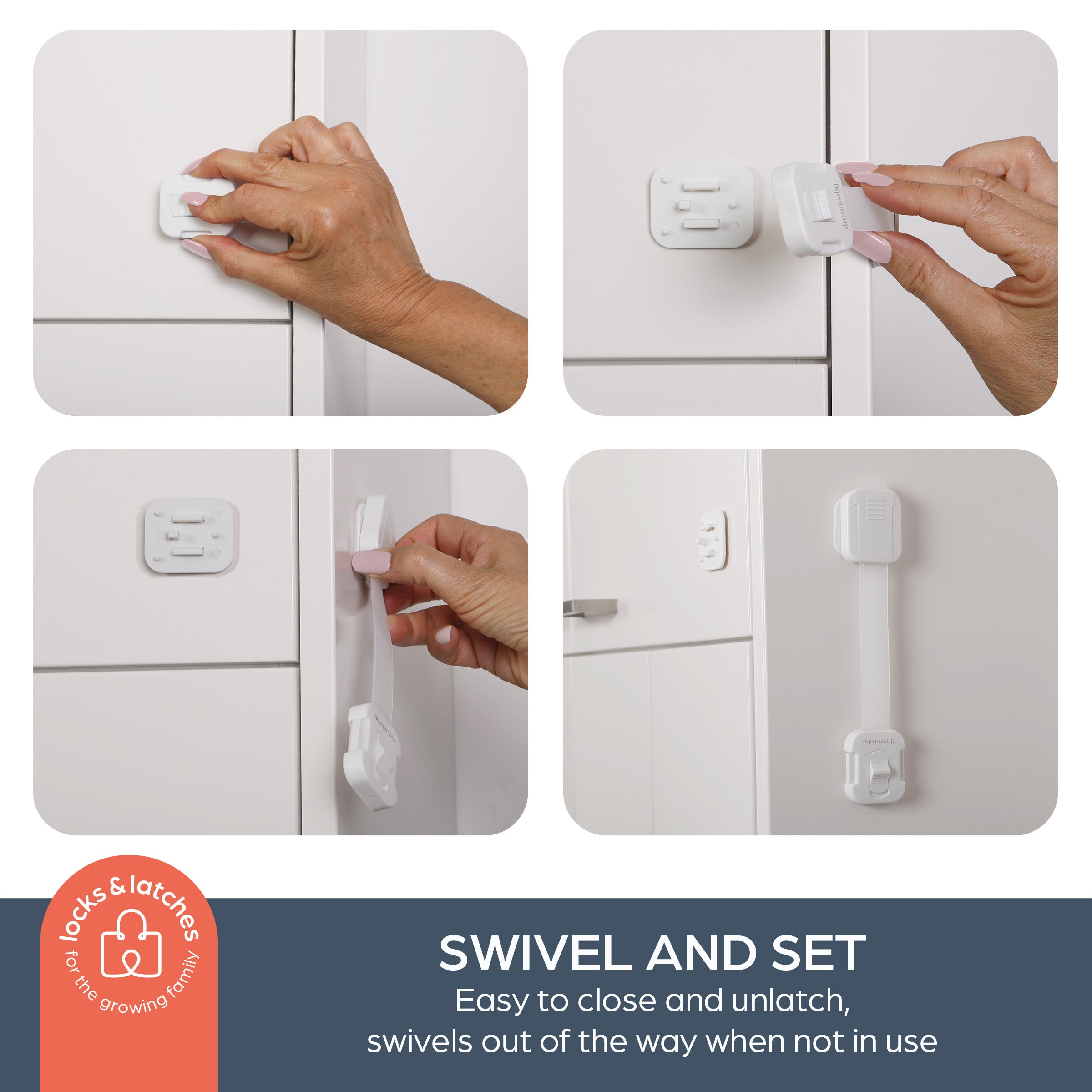 Multi-Purpose Swivel Adapta-Latch 5 Pack White
