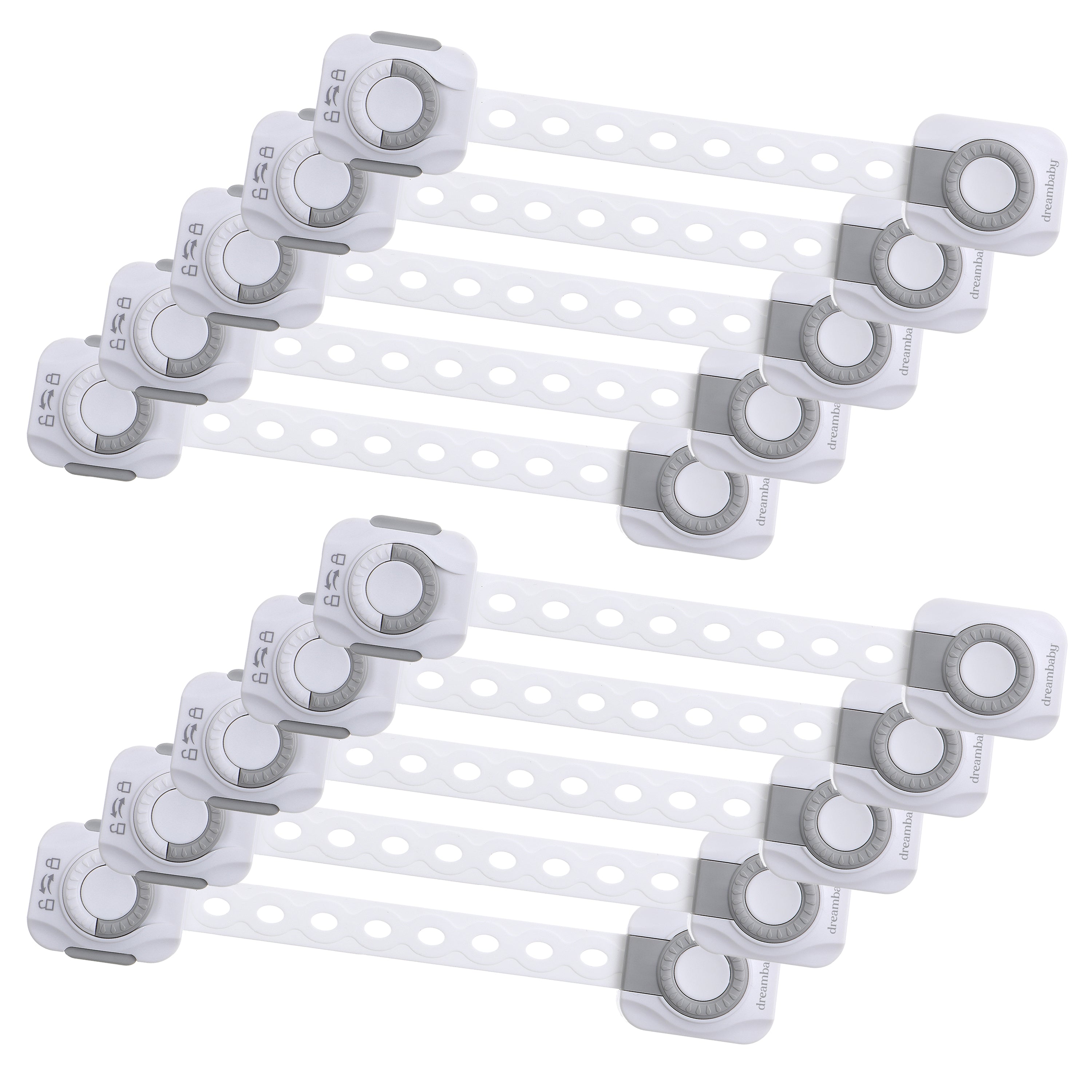 Dreambaby 10pk Dial It Multi Purpose Strap Latches - Grey