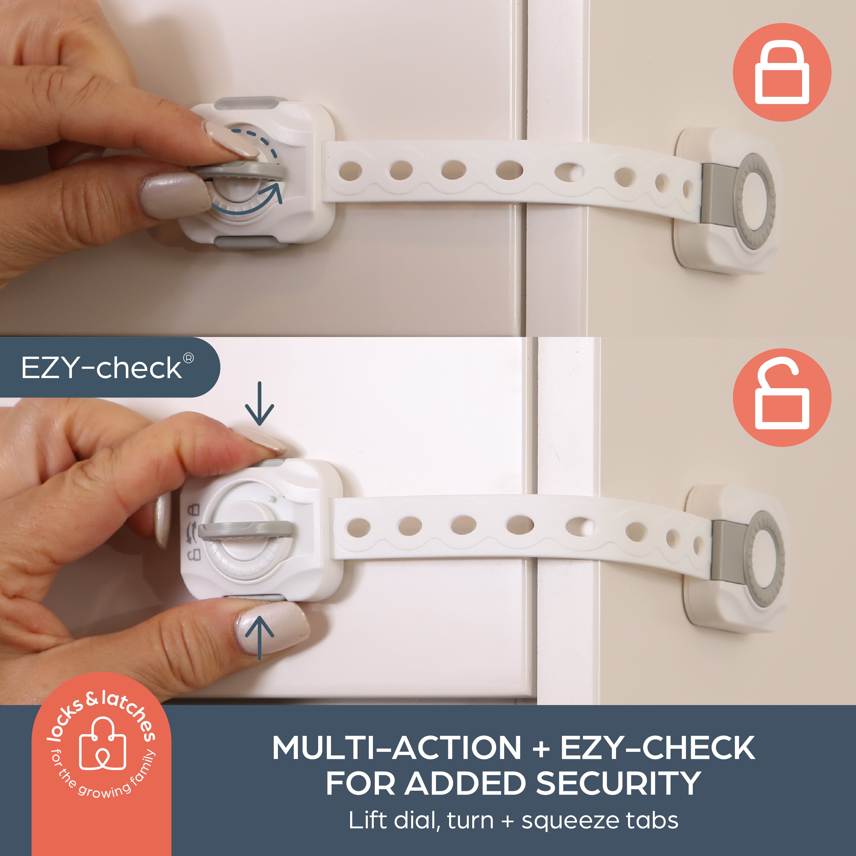 Dreambaby 10pk Dial It Multi Purpose Strap Latches - Grey