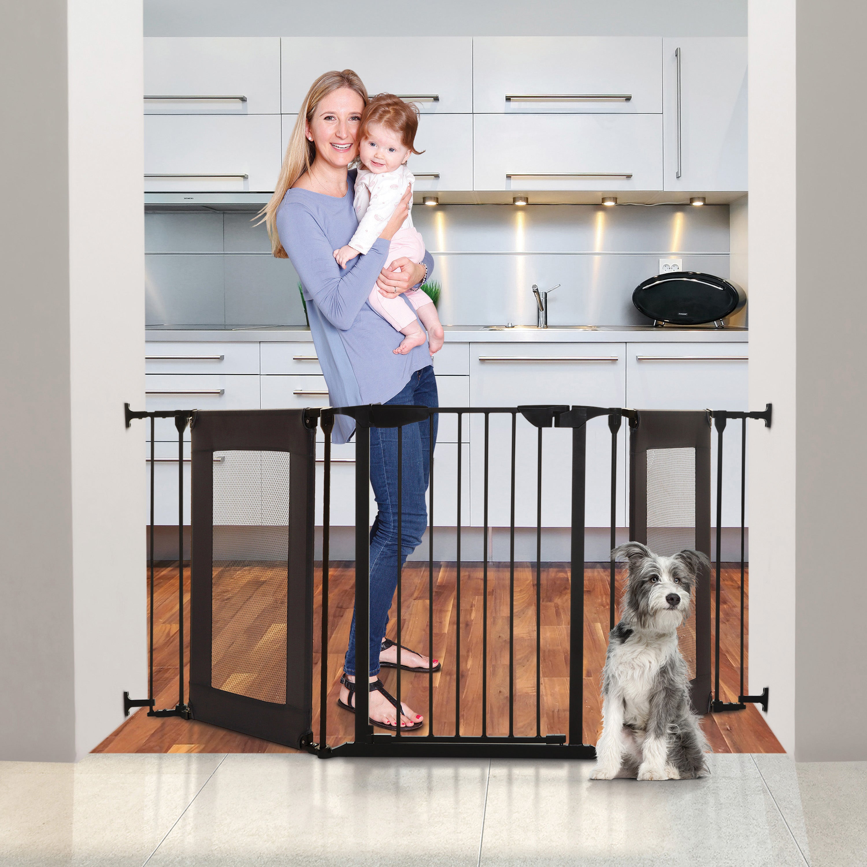 DENVER ADAPTA-GATE® - BLACK METAL WITH GREY MESH PANELS