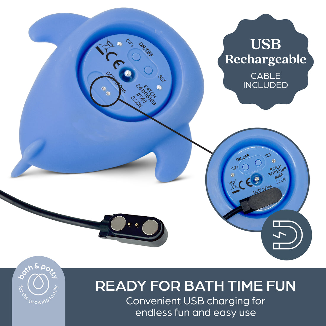 Dreambaby Whale Shark USB Rechargeable Baby Bath Thermometer
