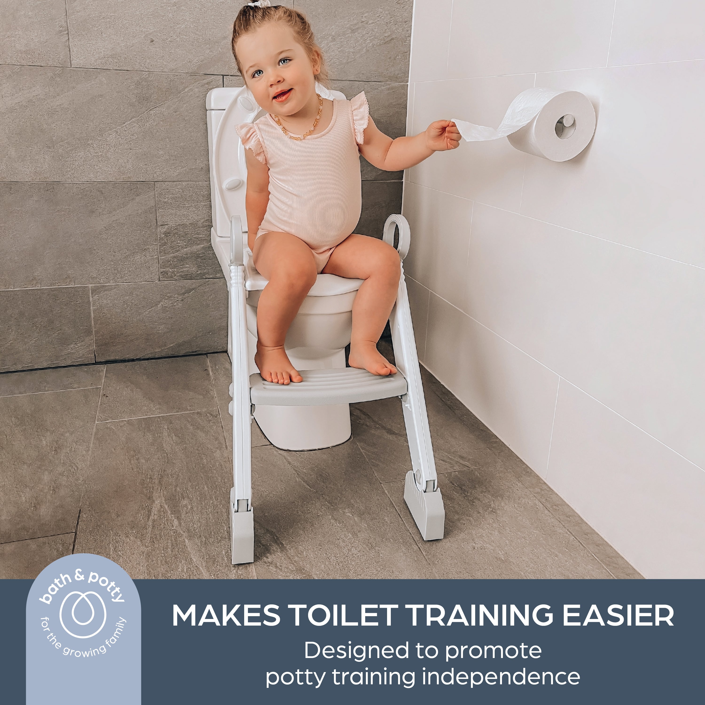 Step Up Toilet Trainer with Ladder - Grey