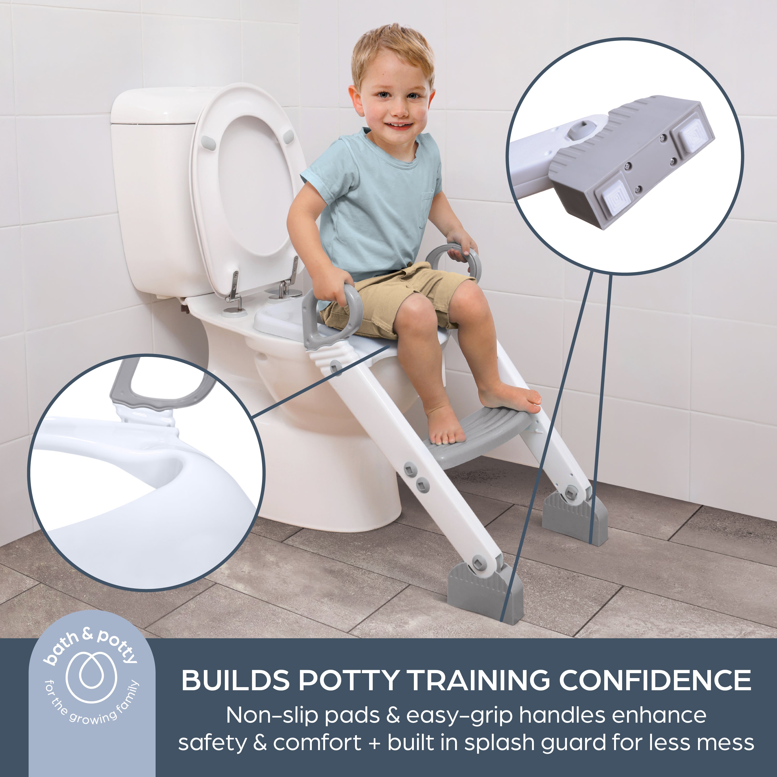 Step-Up Toilet Topper - Grey/White
