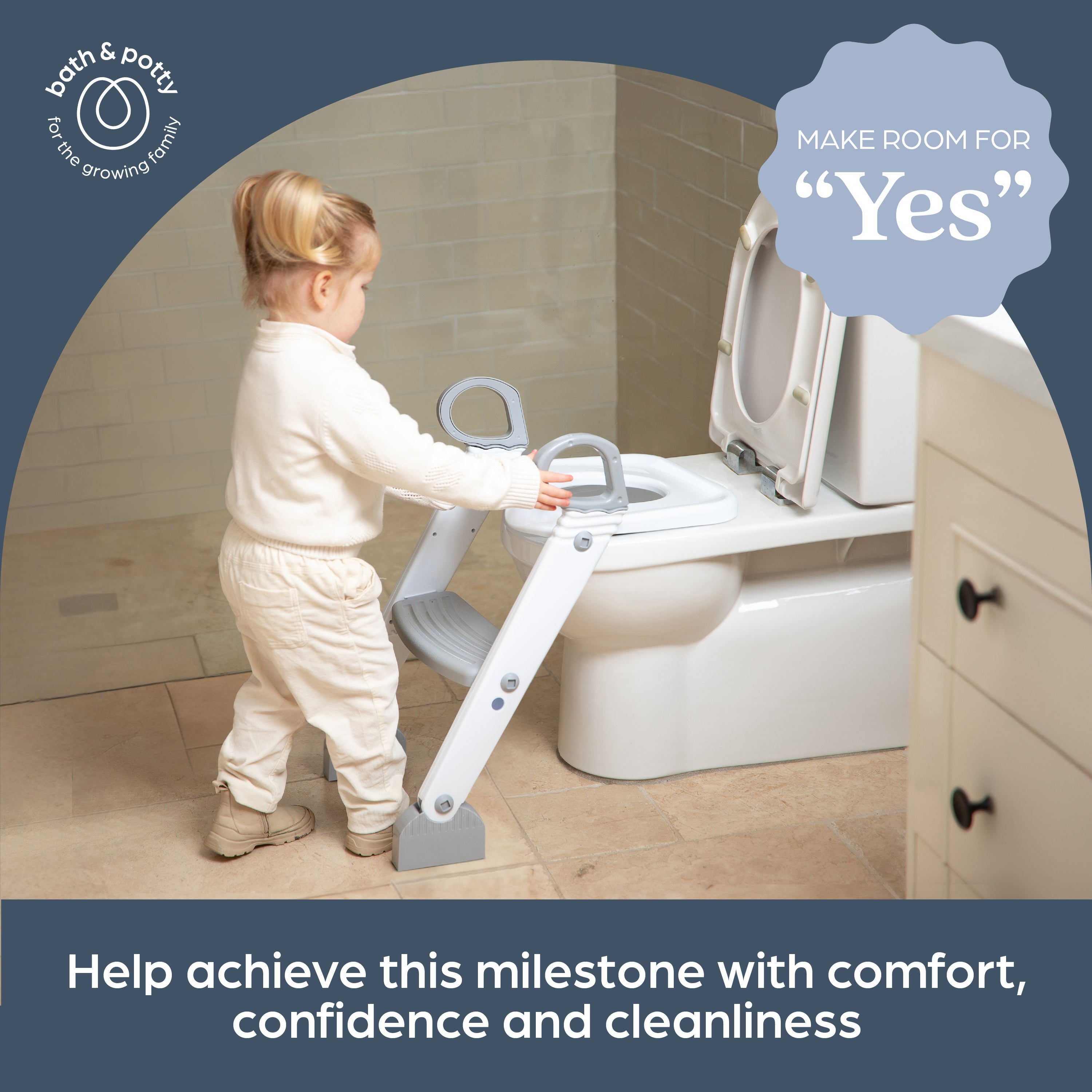 Step Up Toilet Trainer with Ladder - Grey