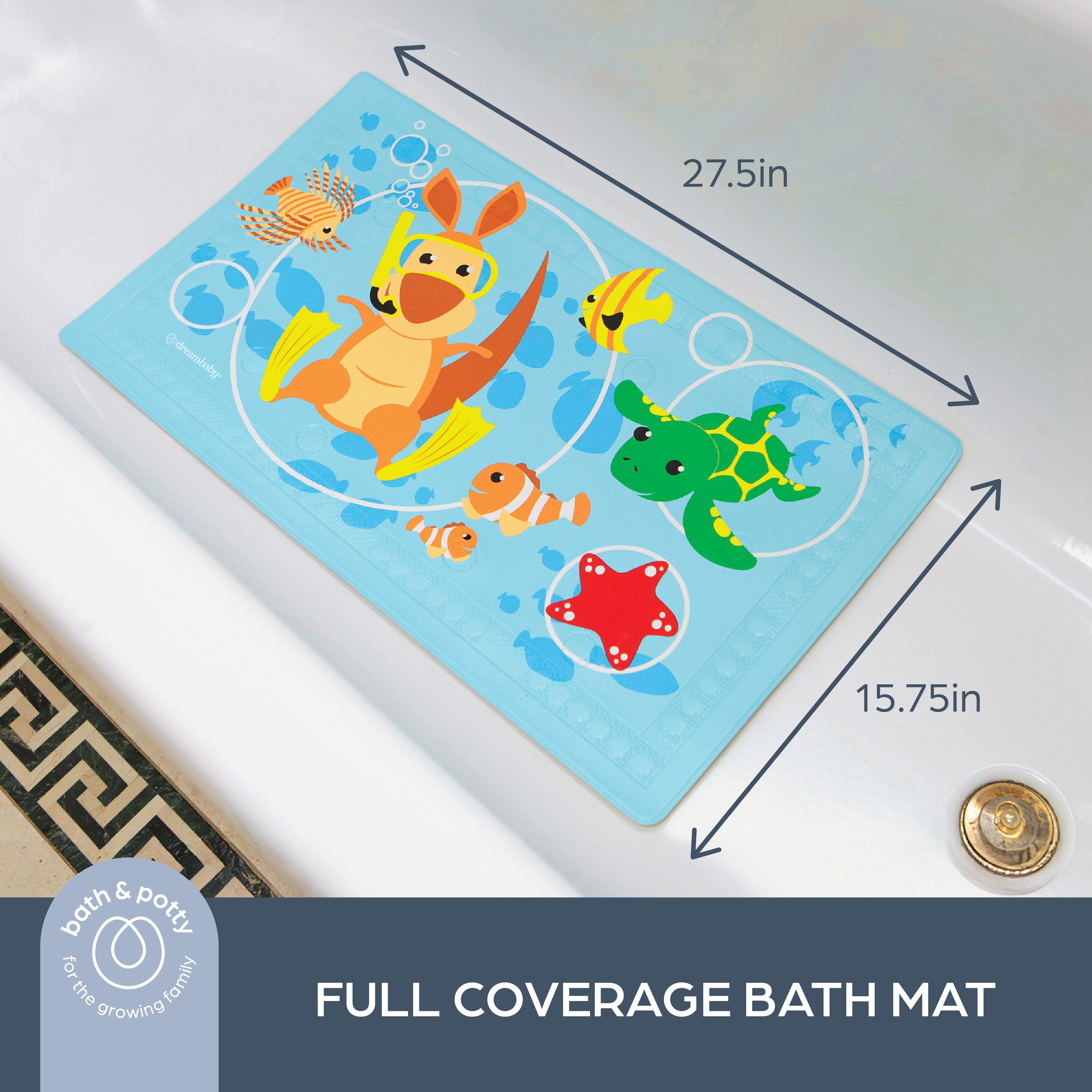 Watch-Your-Step¨ Anti-Slip Bath Mat With 'Too Hot' Indicator