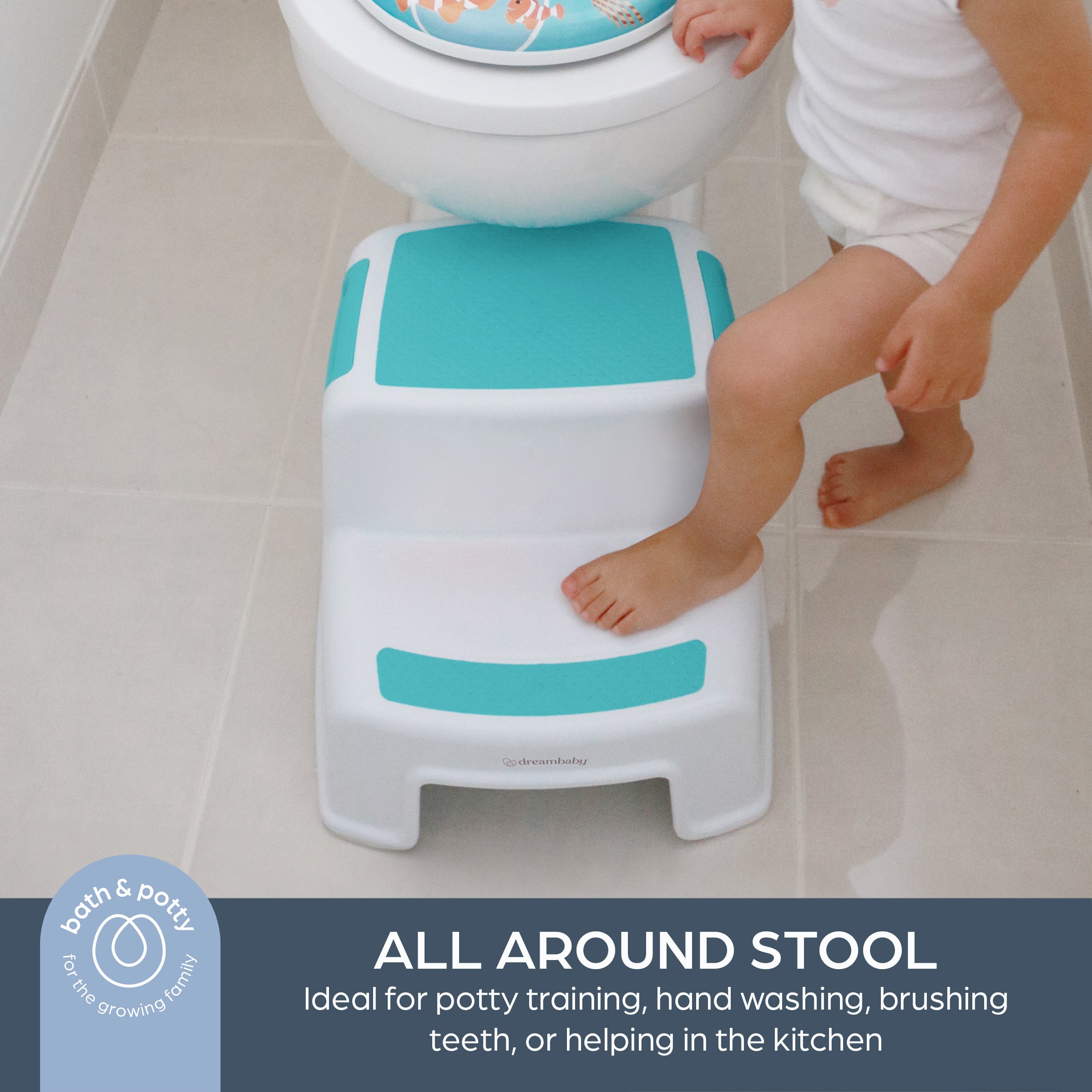 2-Up Step Stool Aqua & White
