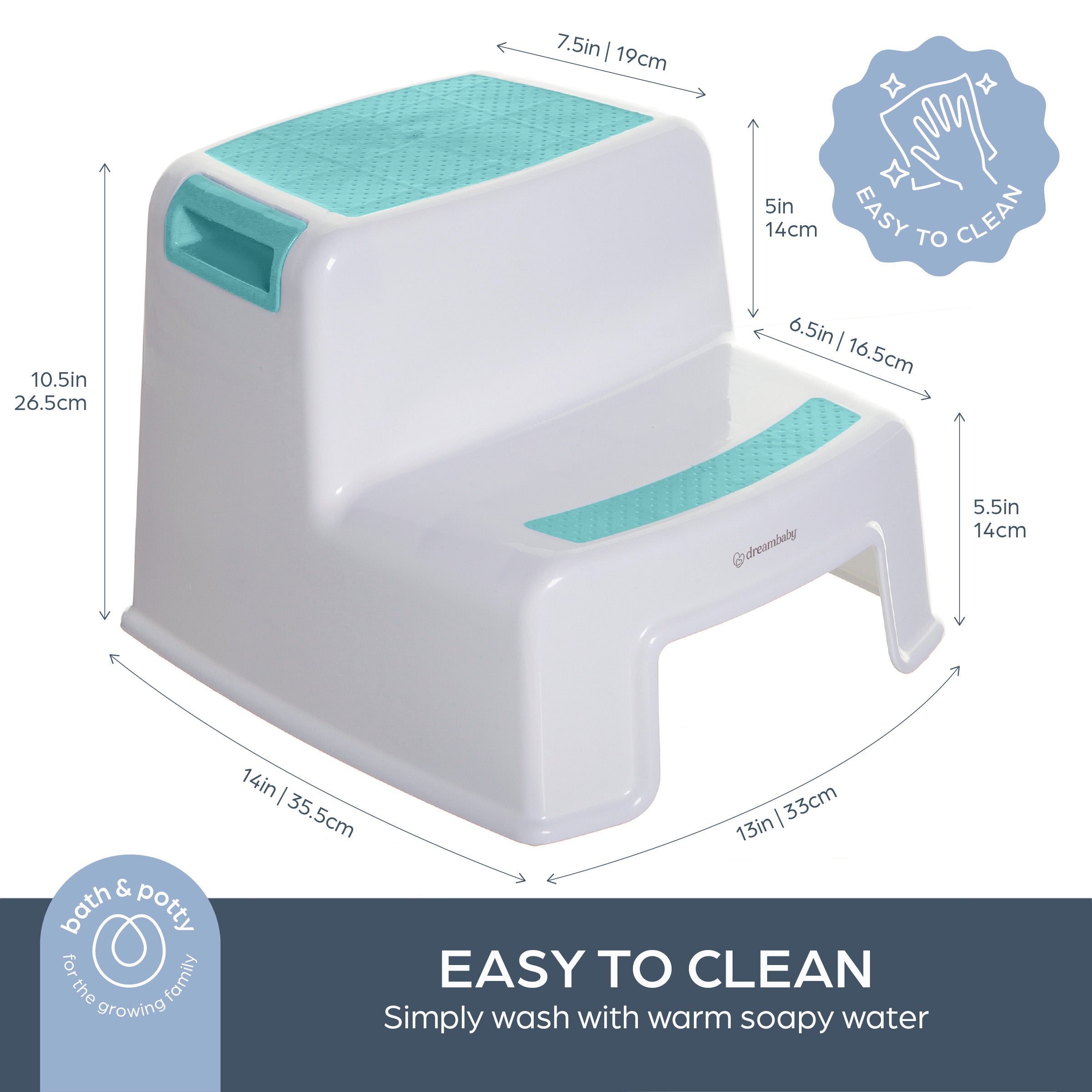 2-Up Step Stool Aqua & White