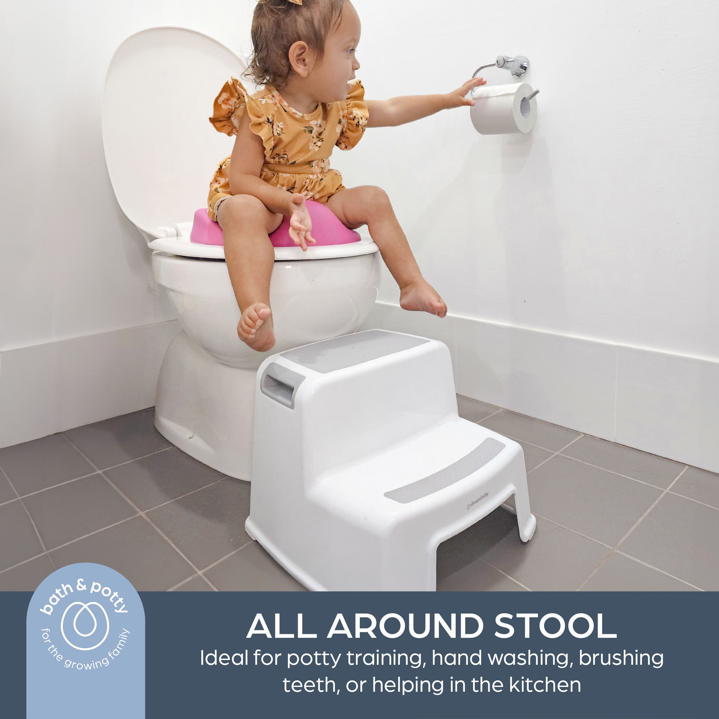 2-Up Step Stool Grey & White