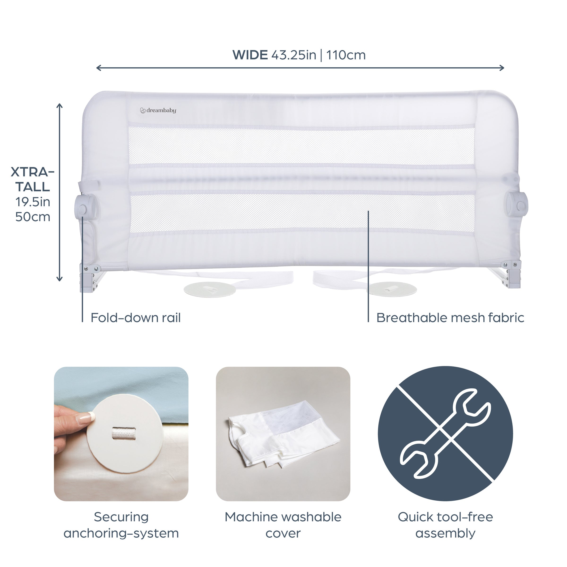 Dallas Bed Rail - White