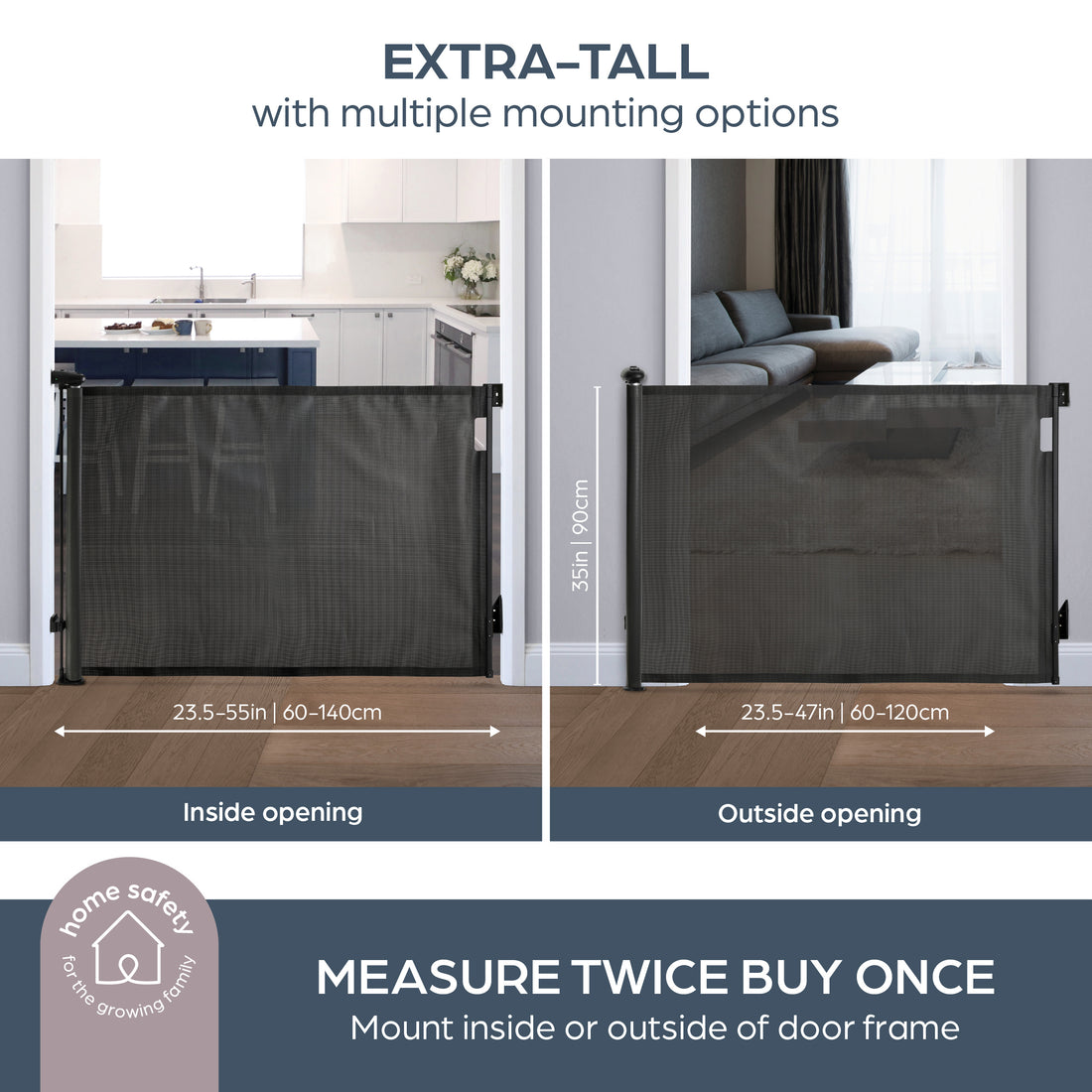 Dreambaby Glide ‘N Hide Extra Tall Retractable Baby Gate - Black