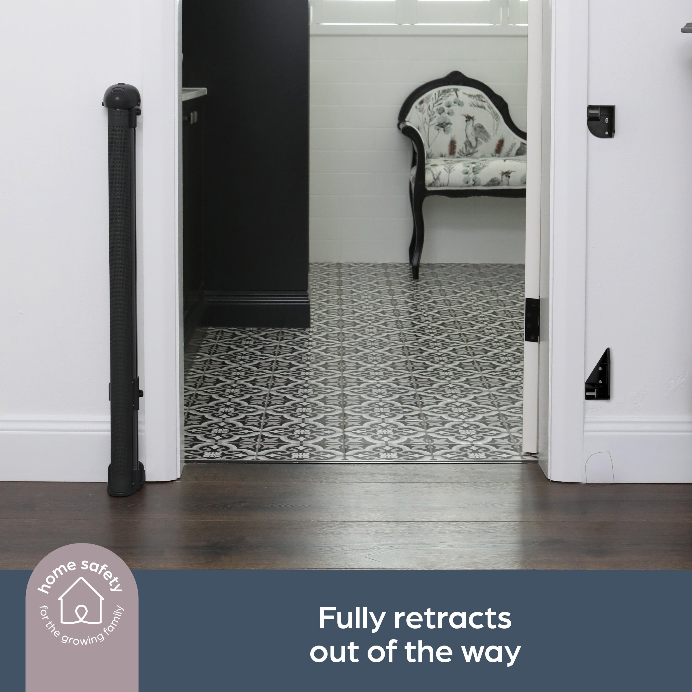 Dreambaby Glide ‘N Hide Extra Tall Retractable Baby Gate - Black