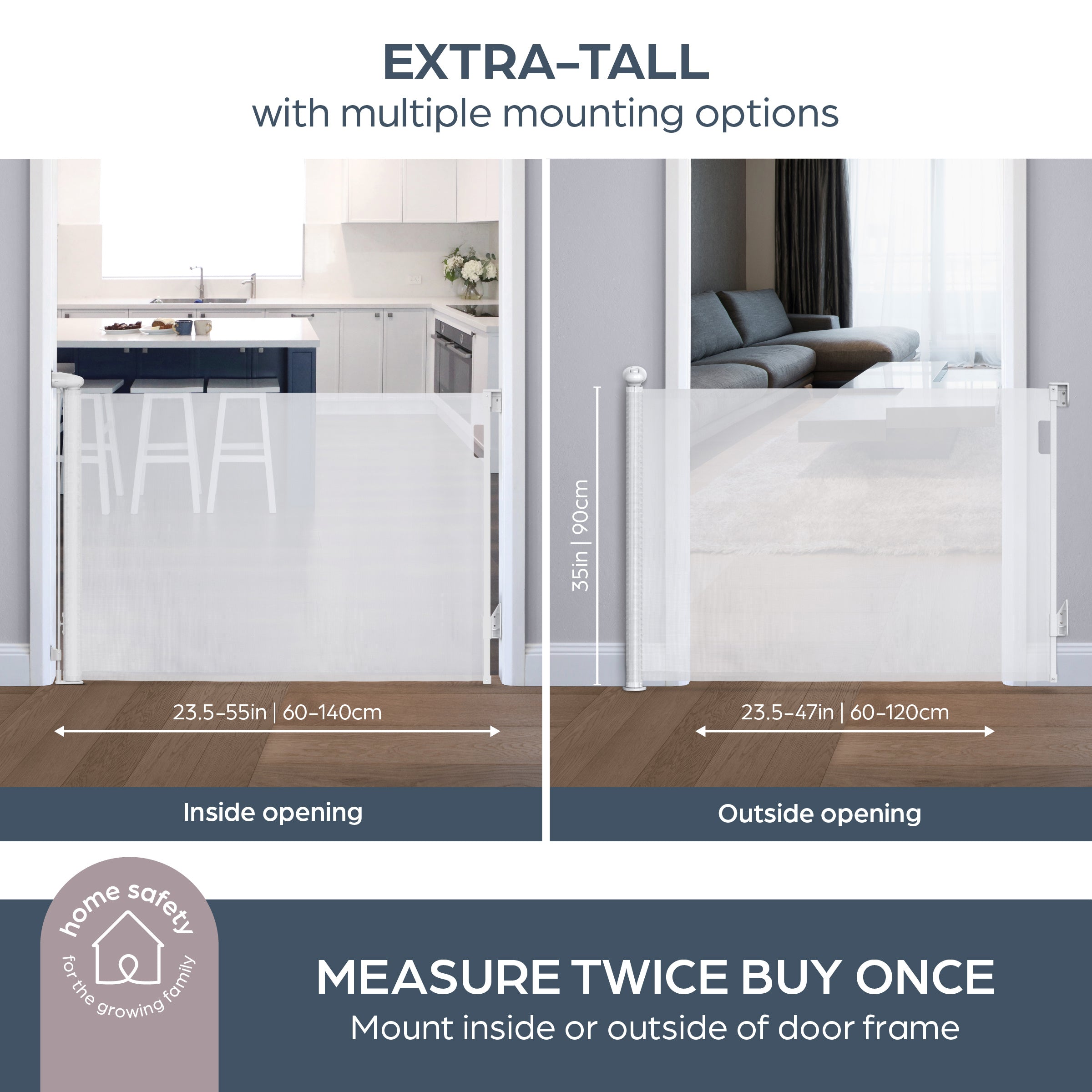 Dreambaby Glide ‘N Hide Extra Tall Retractable Baby Gate - White